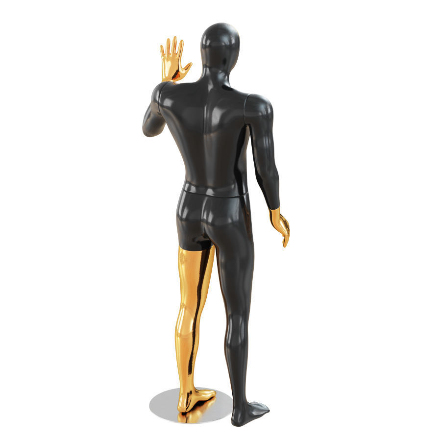 Faceless male mannequin with a gold face 53 3D model_4