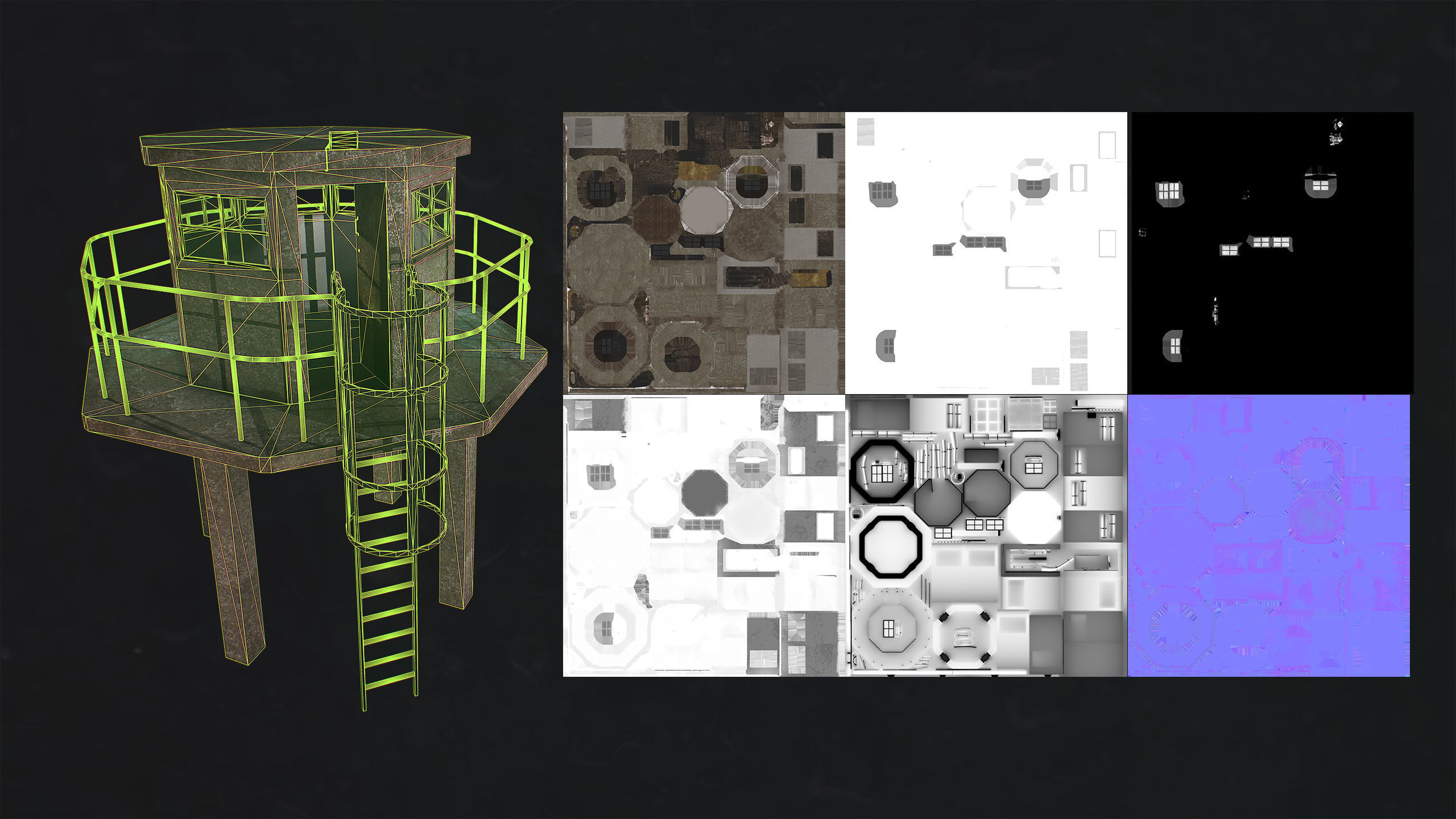 3D Low Poly - PBR Small Watch Tower 3D model model Low-poly 3D model_3