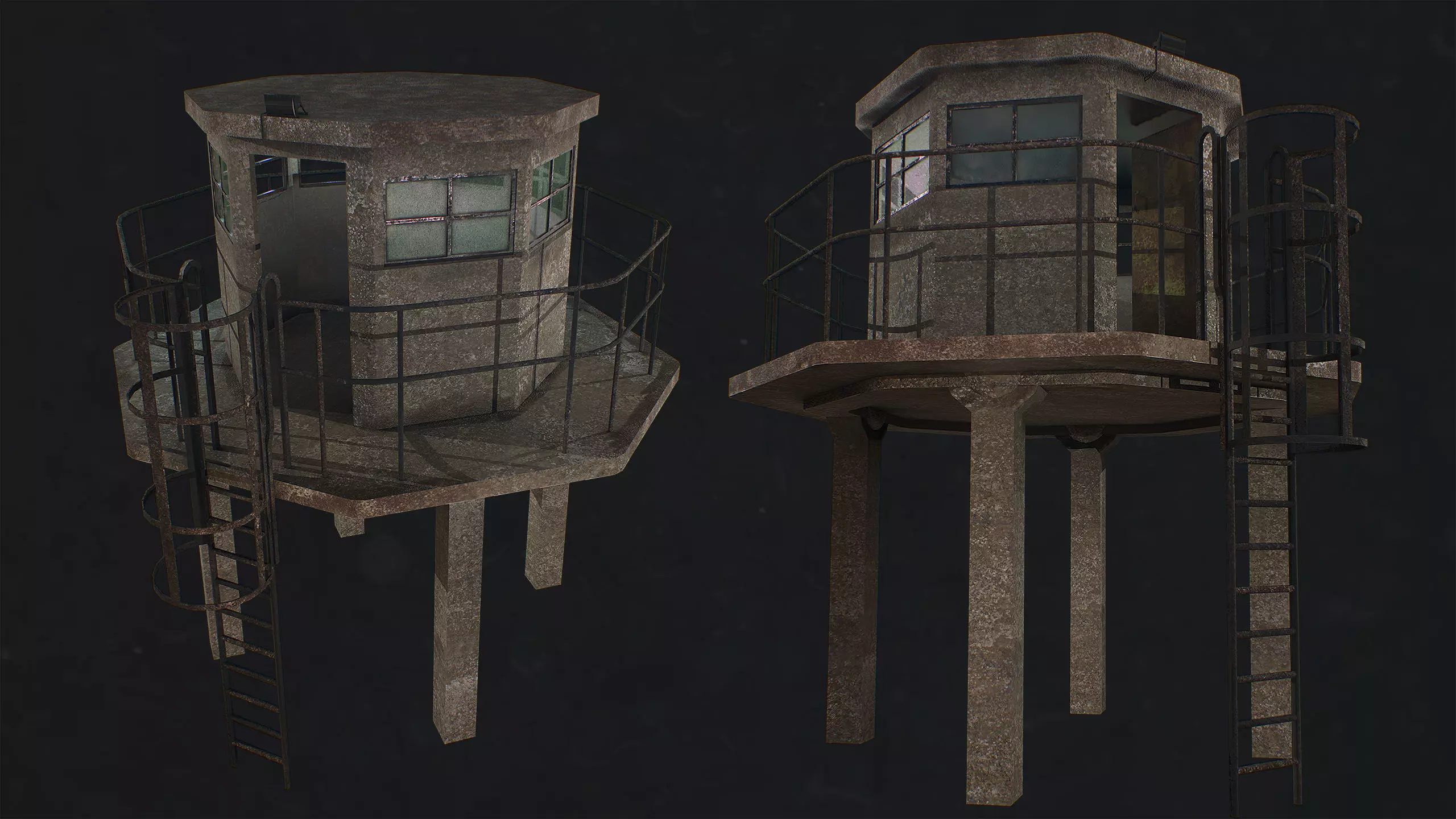 3D Low Poly - PBR Small Watch Tower 3D model model Low-poly 3D model_0