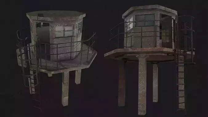 3D Low Poly - PBR Small Watch Tower 3D model model Low-poly 3D model