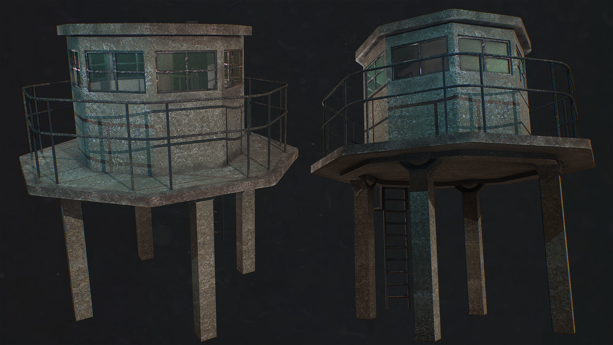 3D Low Poly - PBR Small Watch Tower 3D model model Low-poly 3D model_4