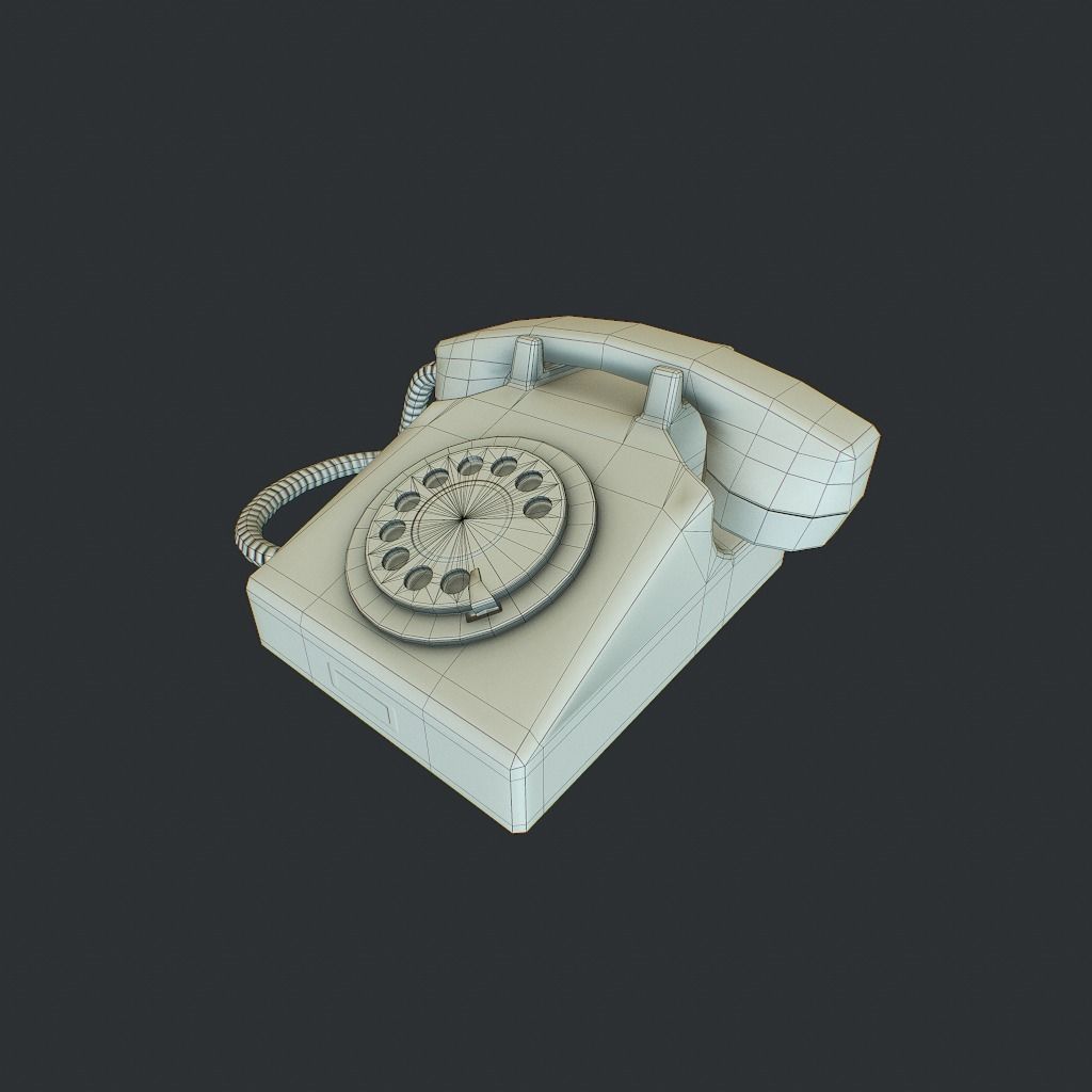Retro phone Low-poly 3D model_22