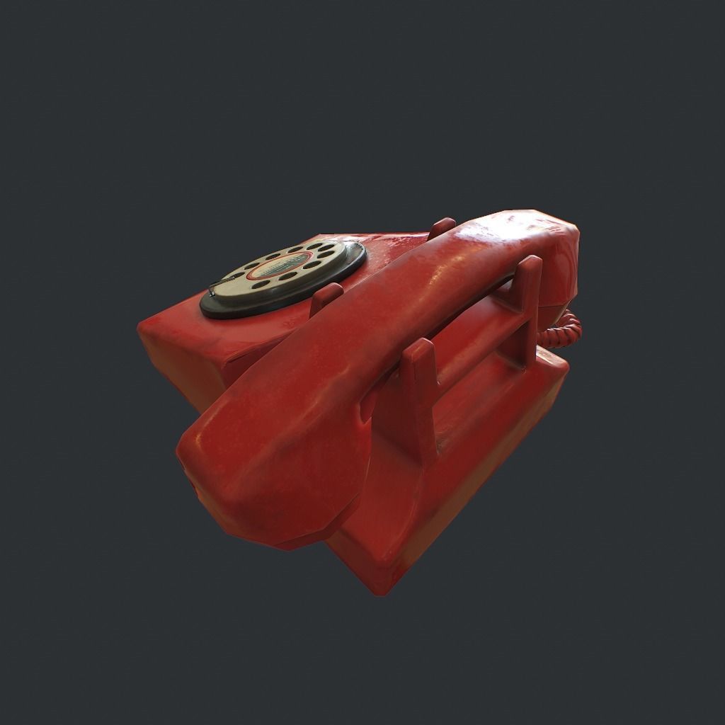 Retro phone Low-poly 3D model_15
