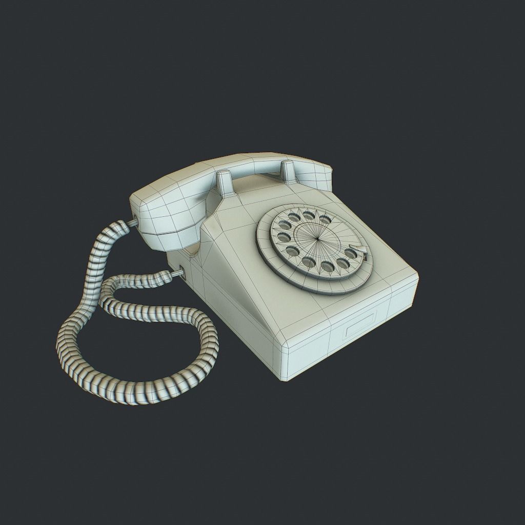 Retro phone Low-poly 3D model_21