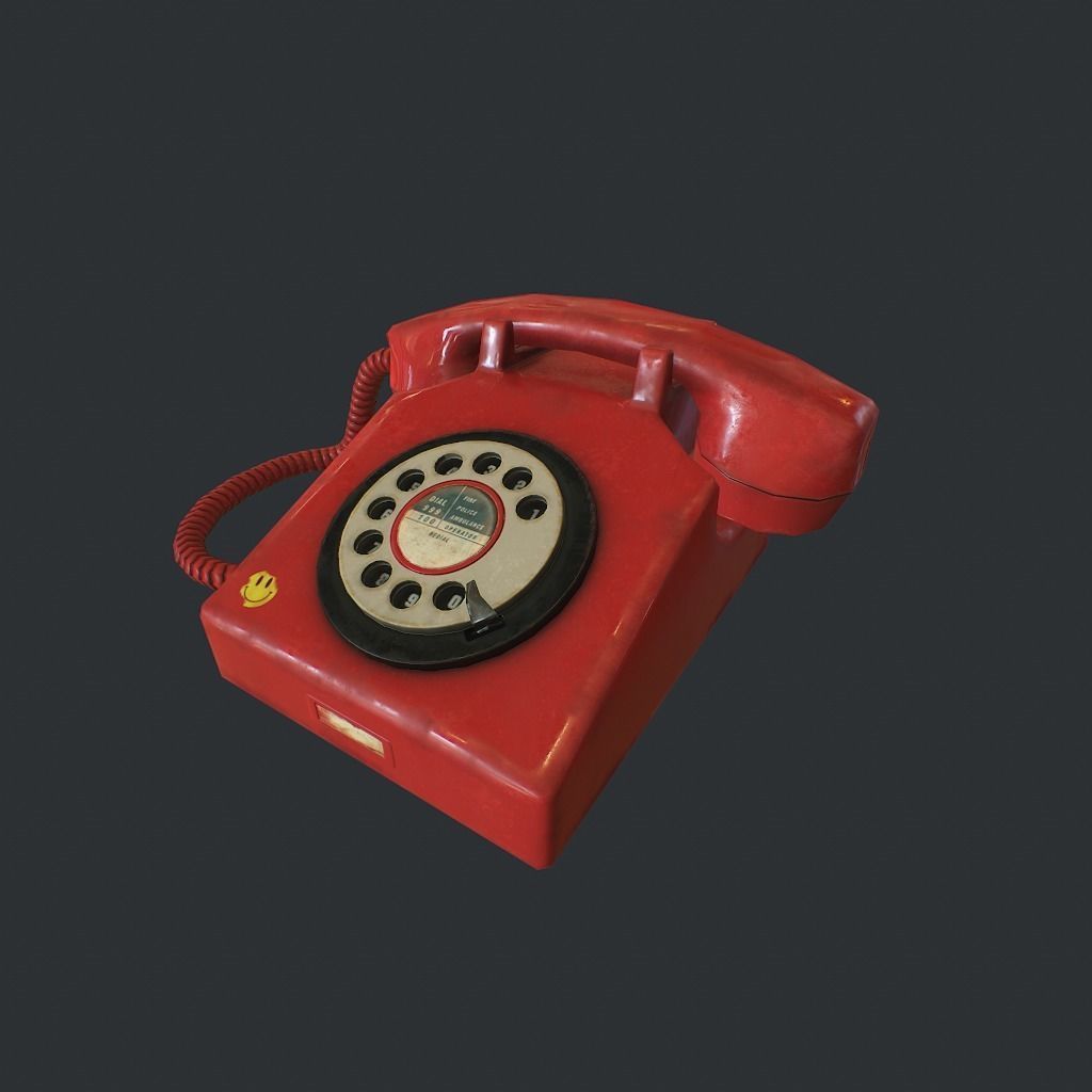 Retro phone Low-poly 3D model_2