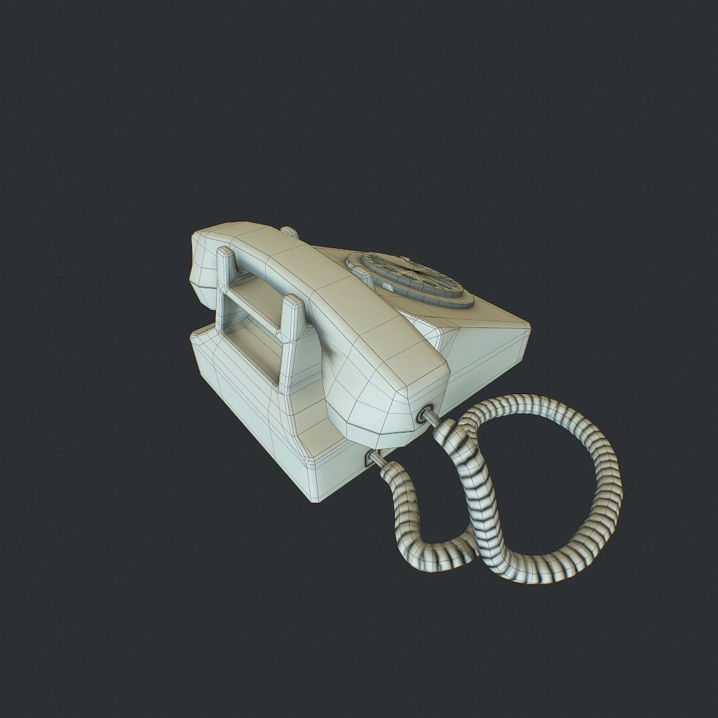 Retro phone Low-poly 3D model_24