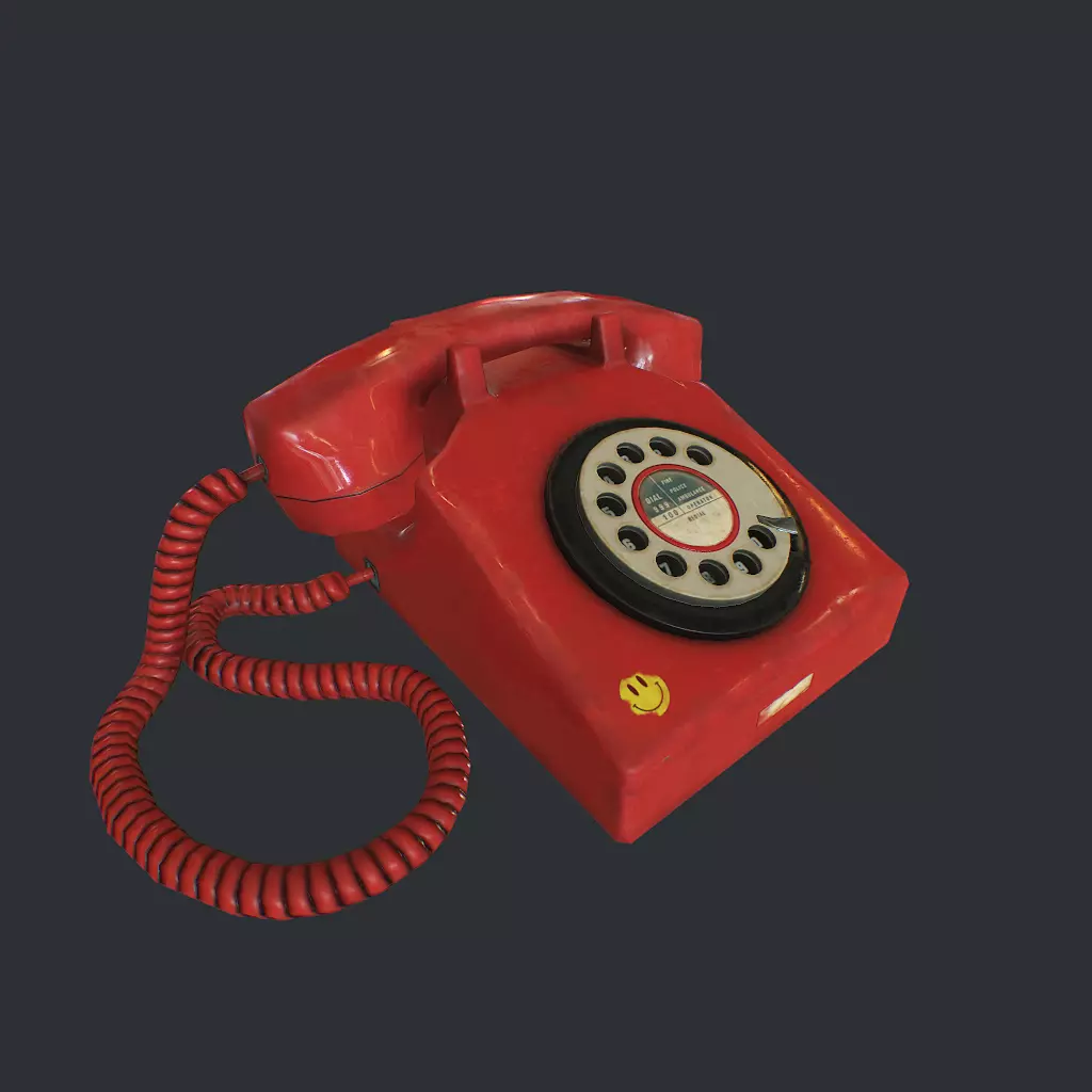 Retro phone Low-poly 3D model_0