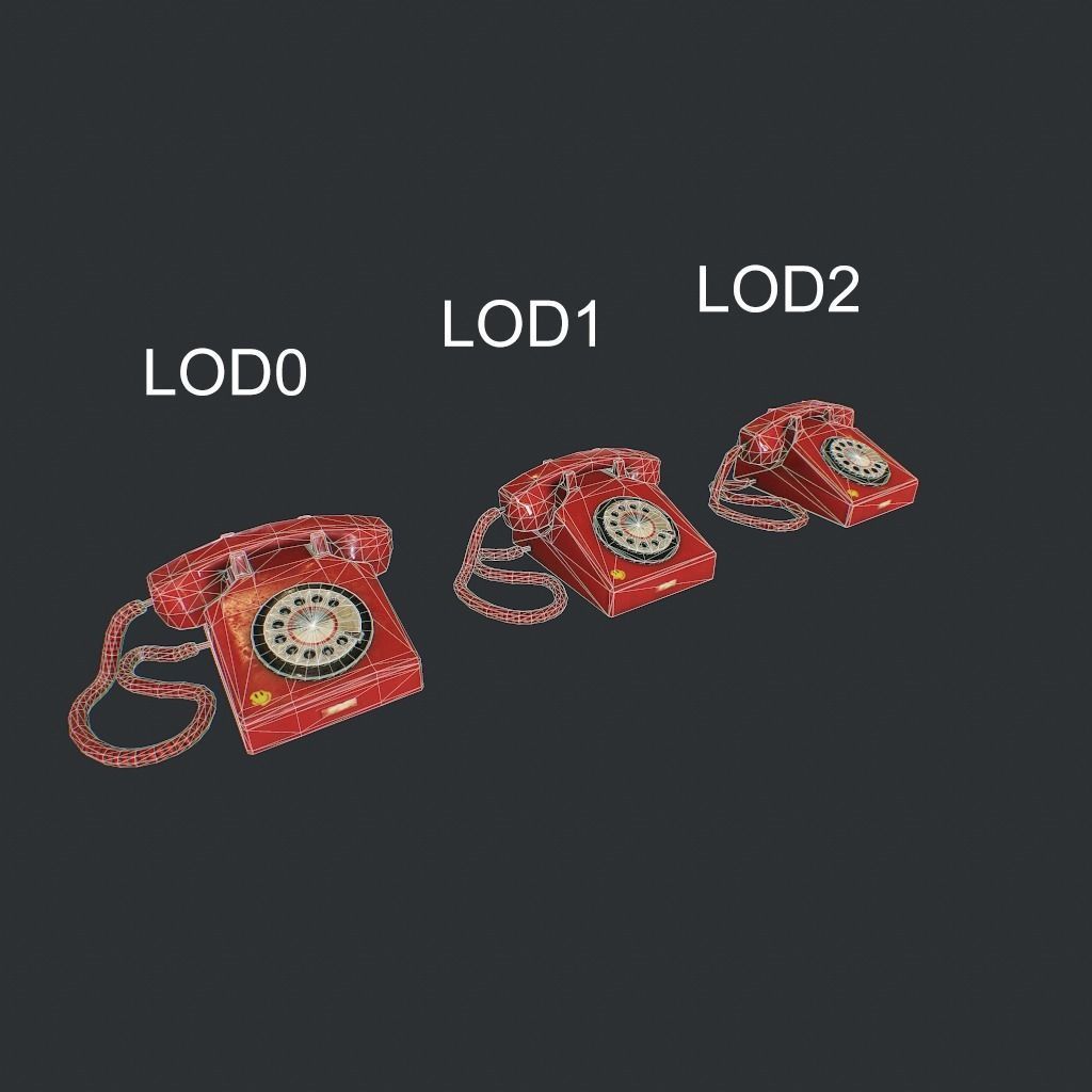 Retro phone Low-poly 3D model_20