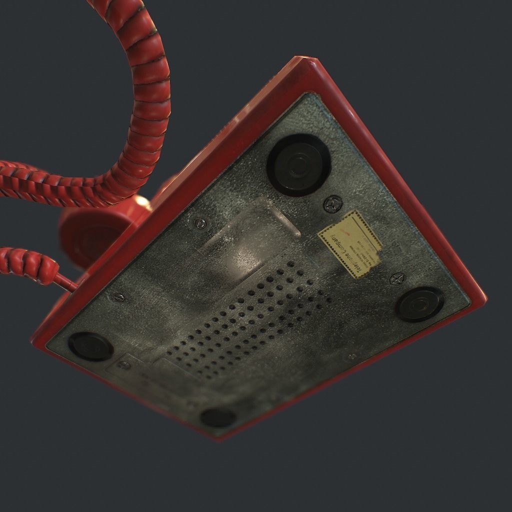 Retro phone Low-poly 3D model_11