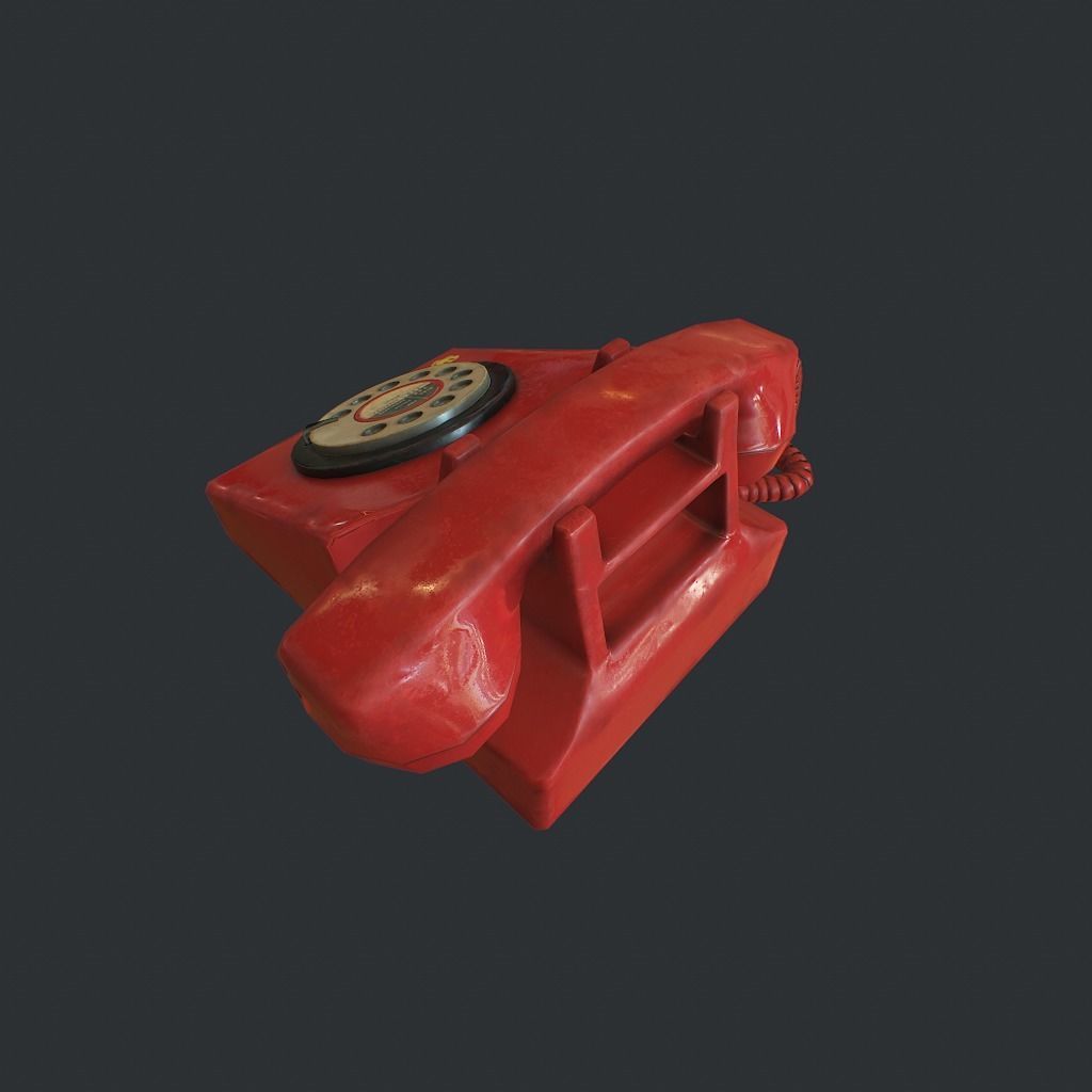 Retro phone Low-poly 3D model_3