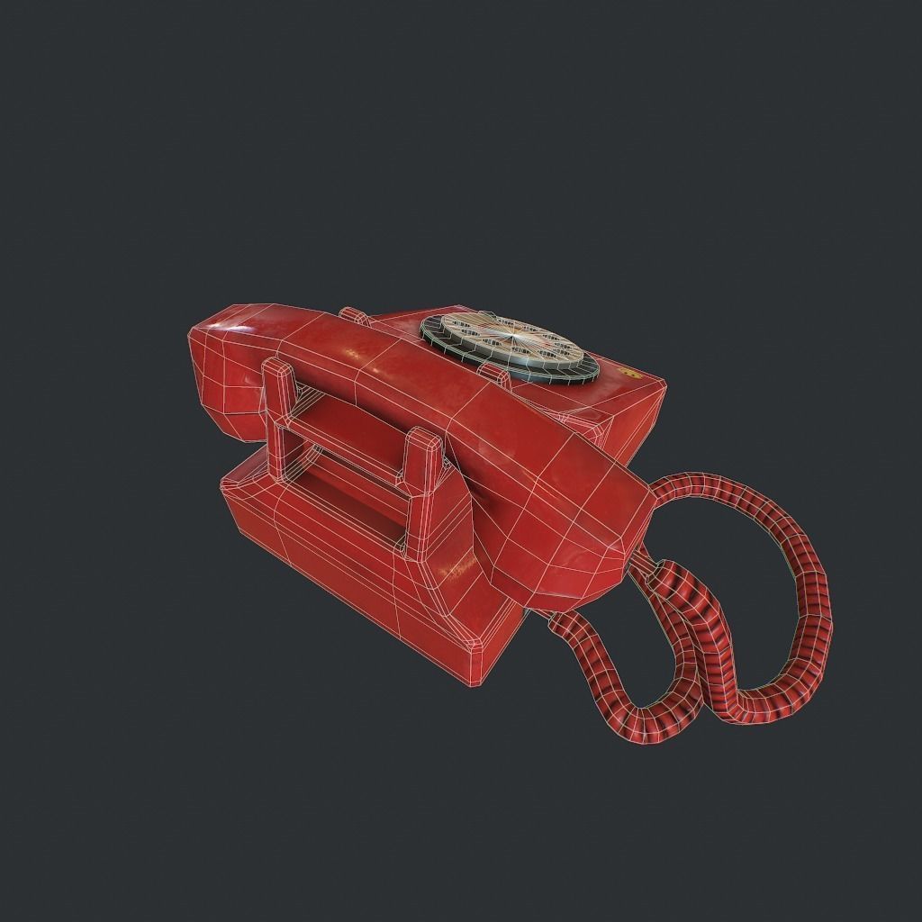 Retro phone Low-poly 3D model_19