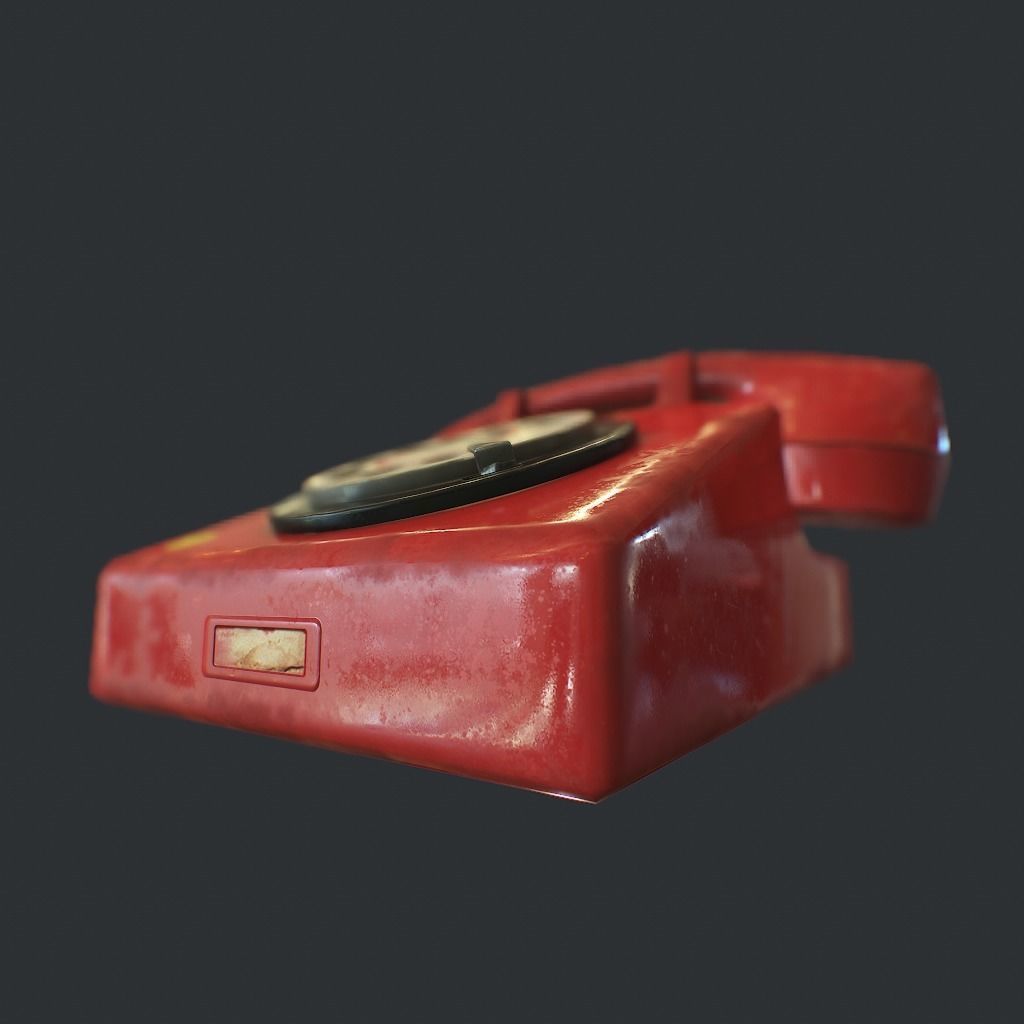 Retro phone Low-poly 3D model_14