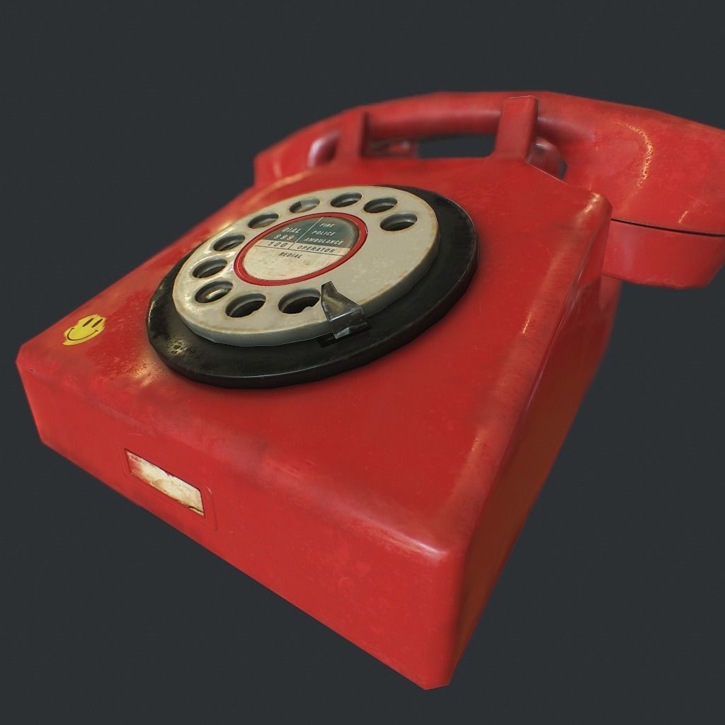 Retro phone Low-poly 3D model_9