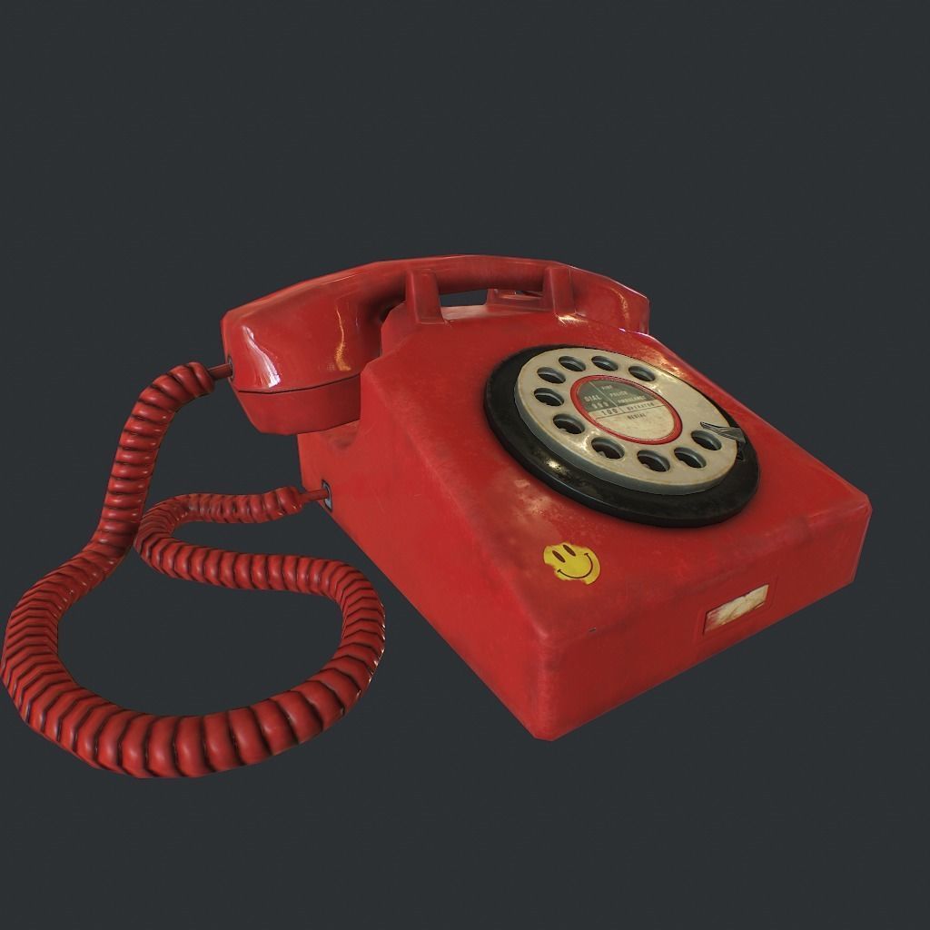 Retro phone Low-poly 3D model_7