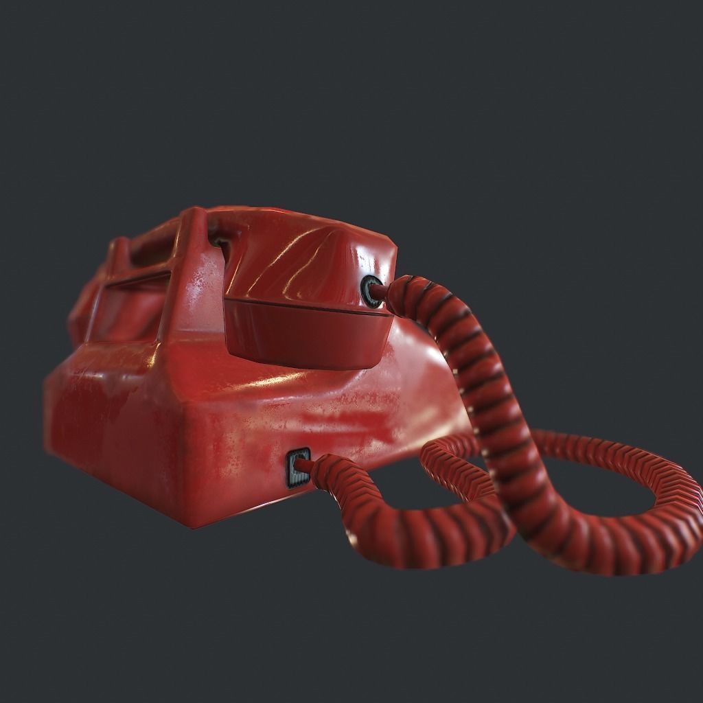 Retro phone Low-poly 3D model_13