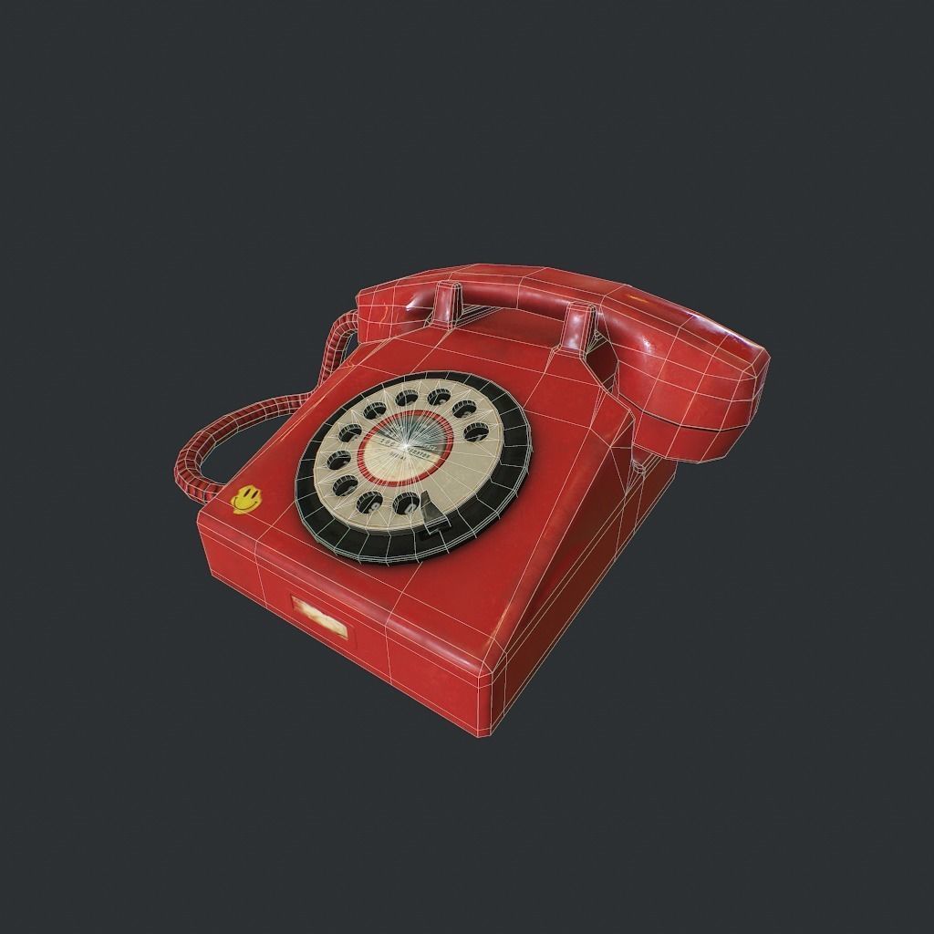 Retro phone Low-poly 3D model_17