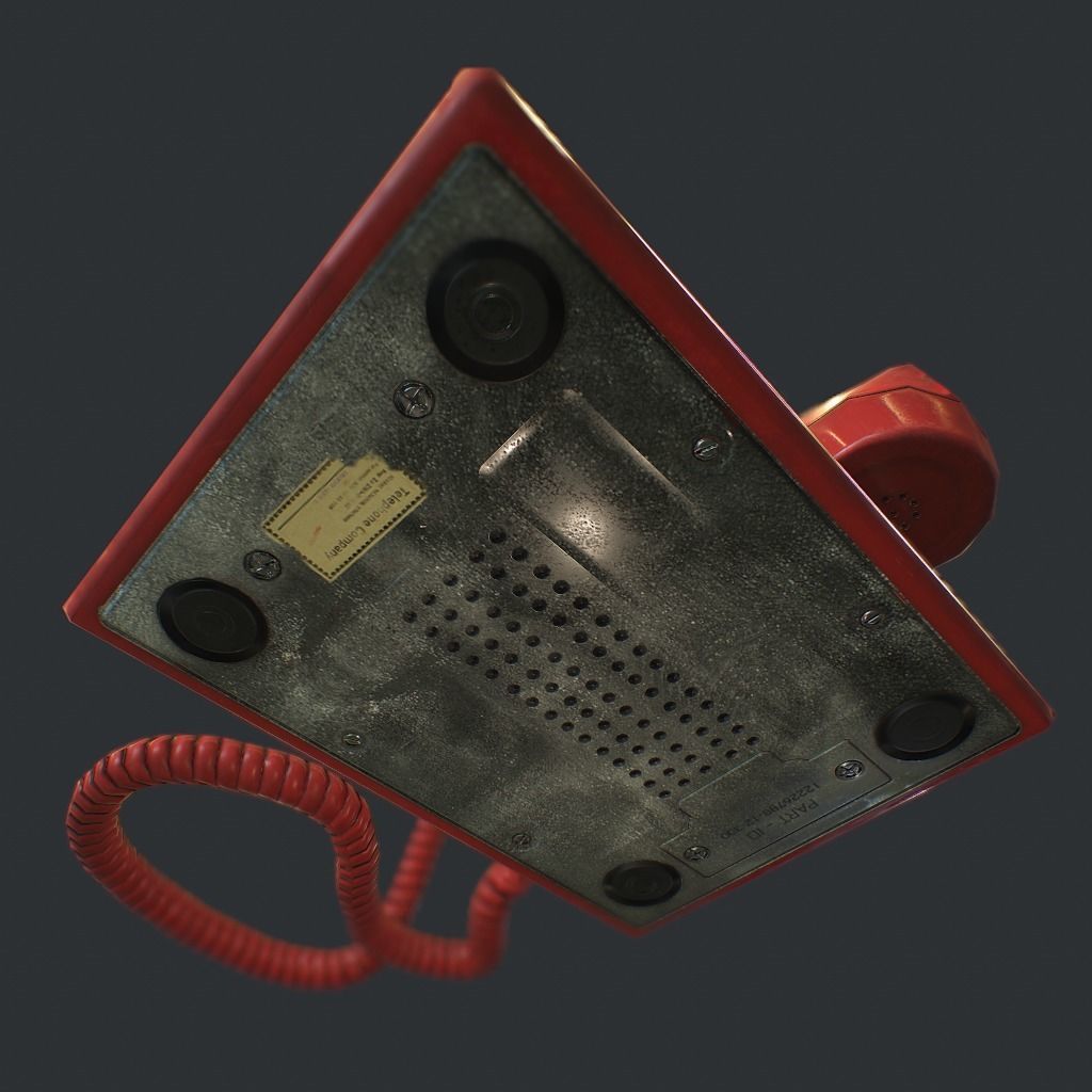 Retro phone Low-poly 3D model_12