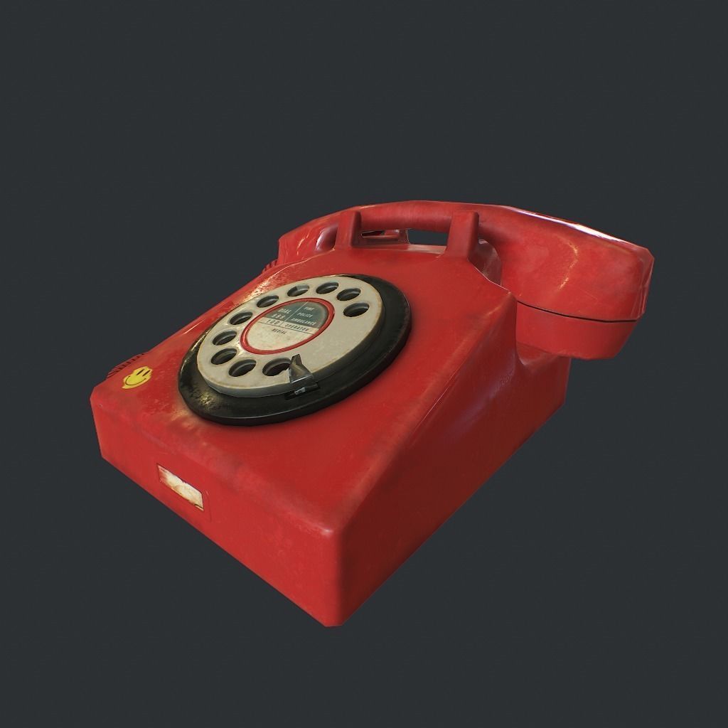 Retro phone Low-poly 3D model_8