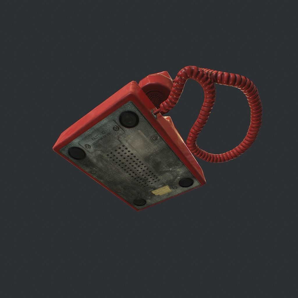 Retro phone Low-poly 3D model_5