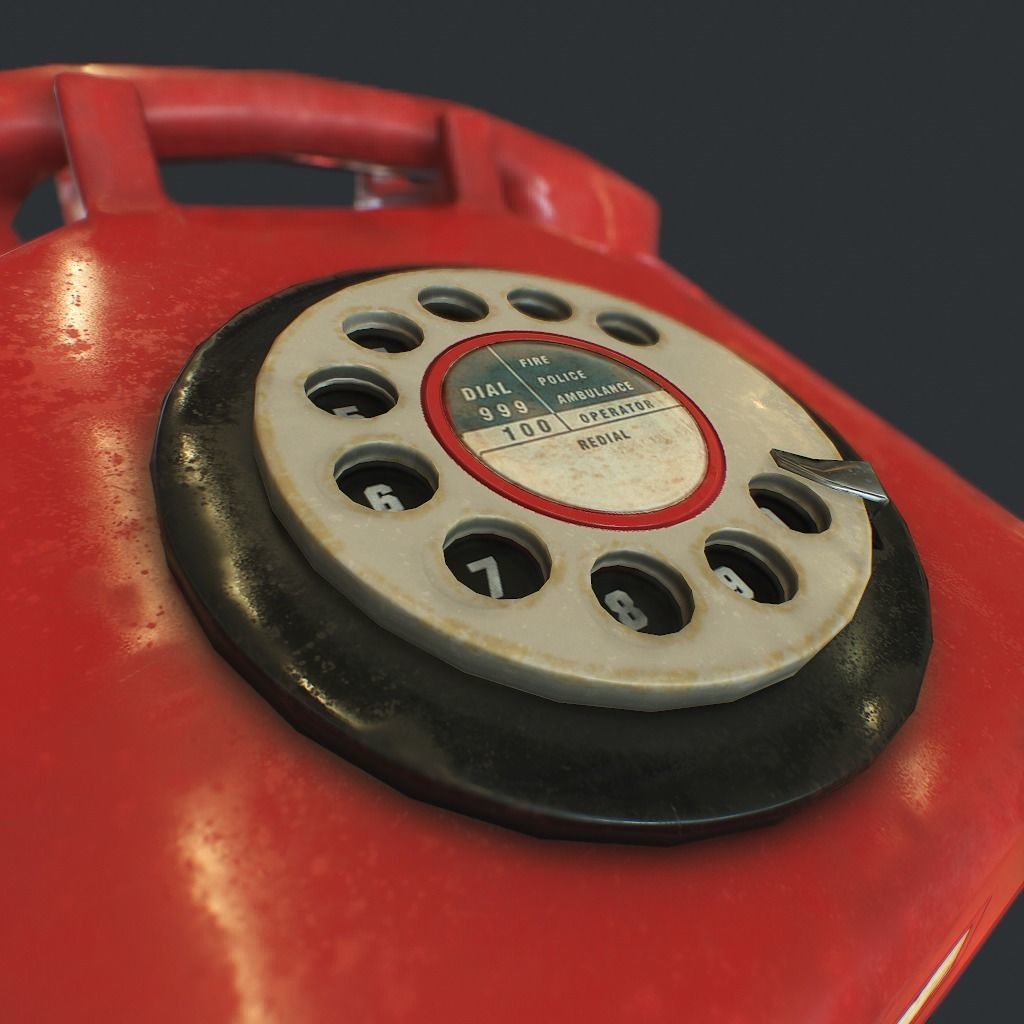 Retro phone Low-poly 3D model_10
