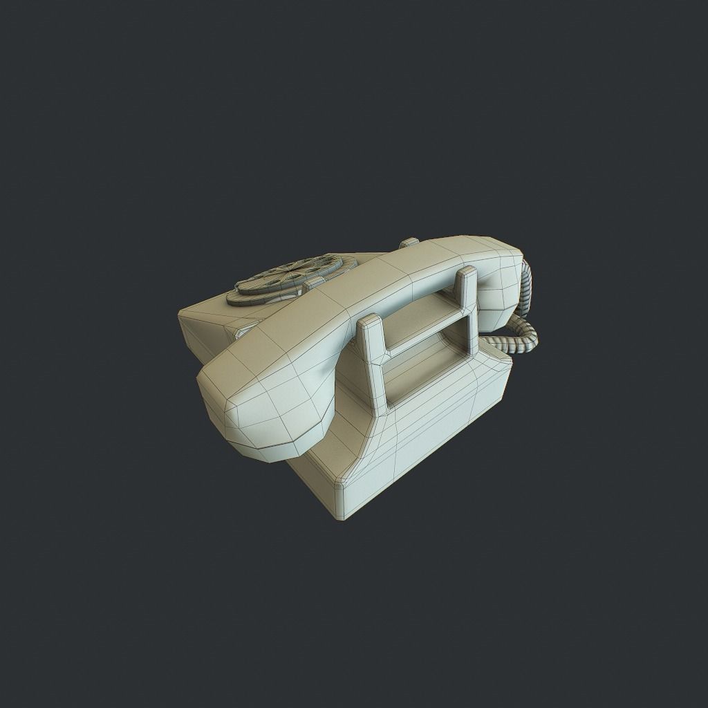 Retro phone Low-poly 3D model_23