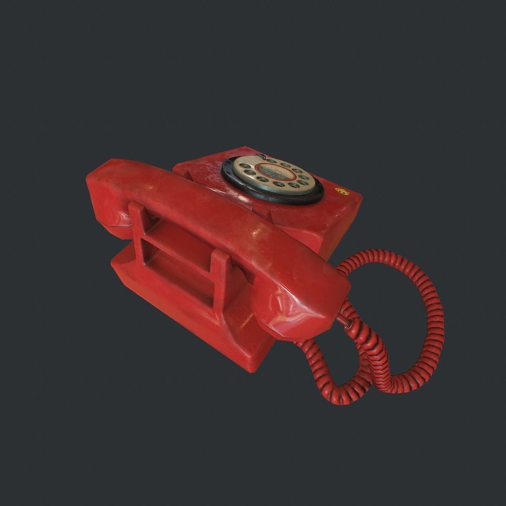 Retro phone Low-poly 3D model_4