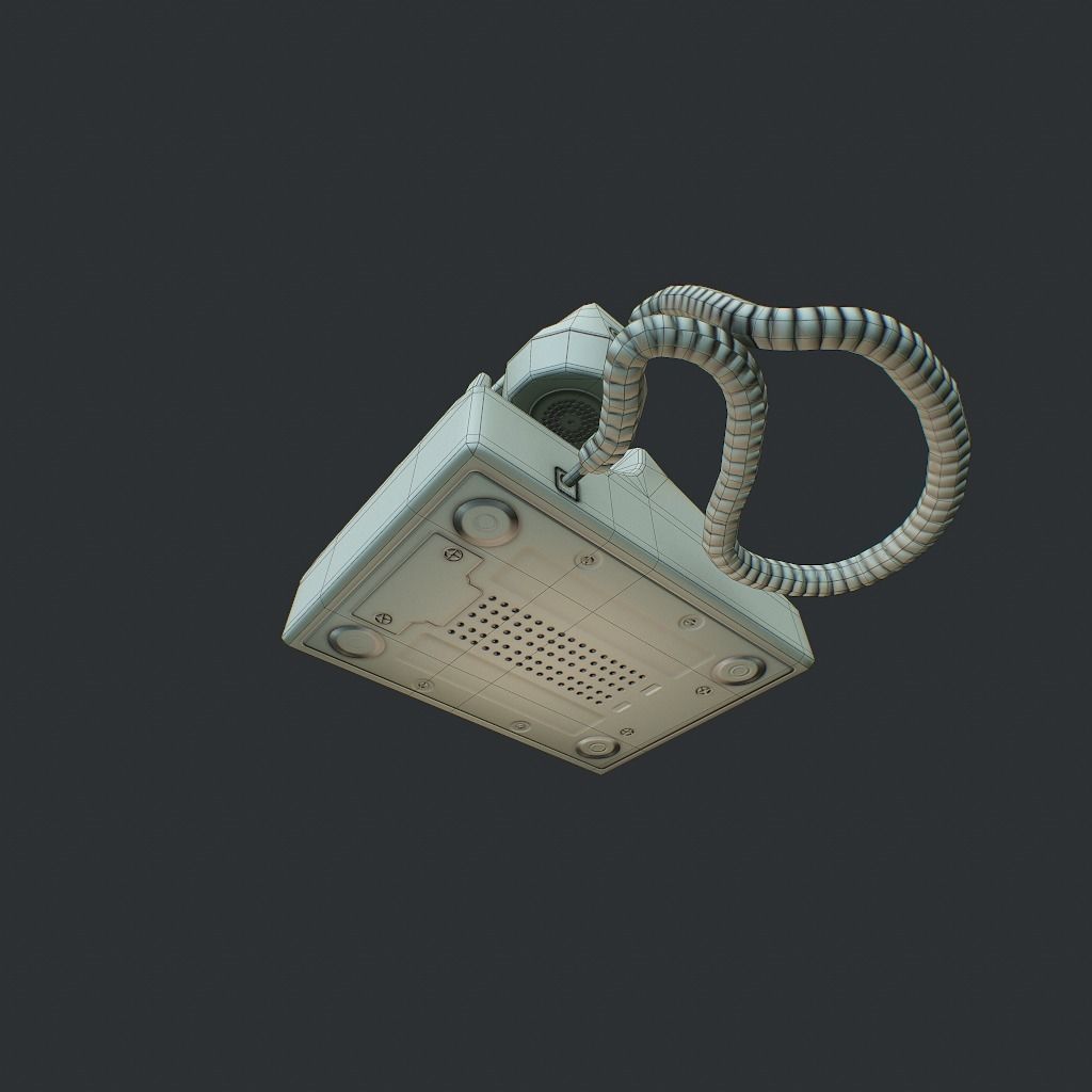 Retro phone Low-poly 3D model_25