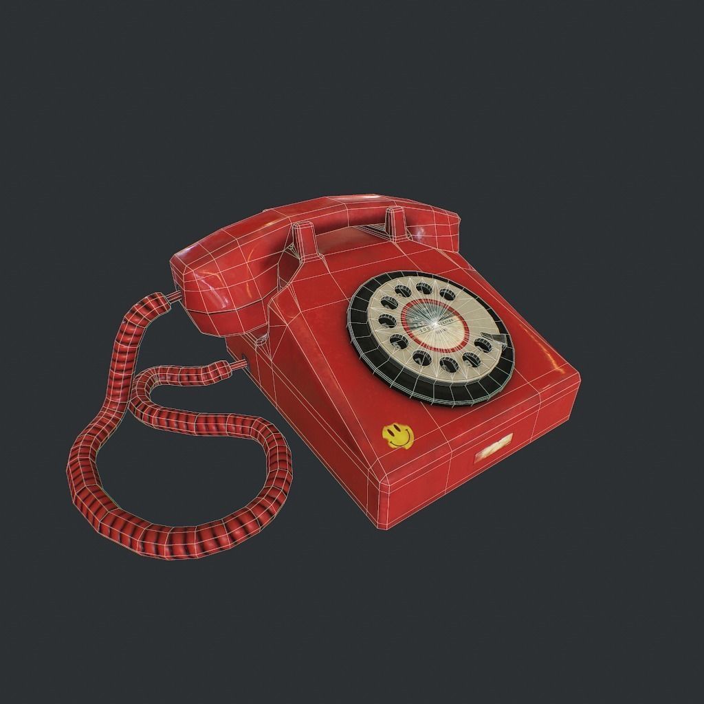 Retro phone Low-poly 3D model_16
