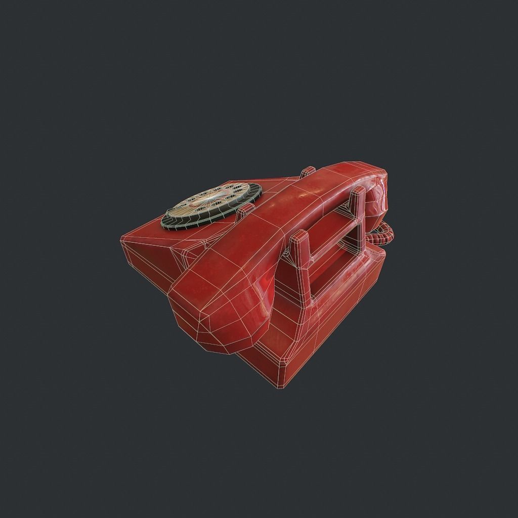 Retro phone Low-poly 3D model_18