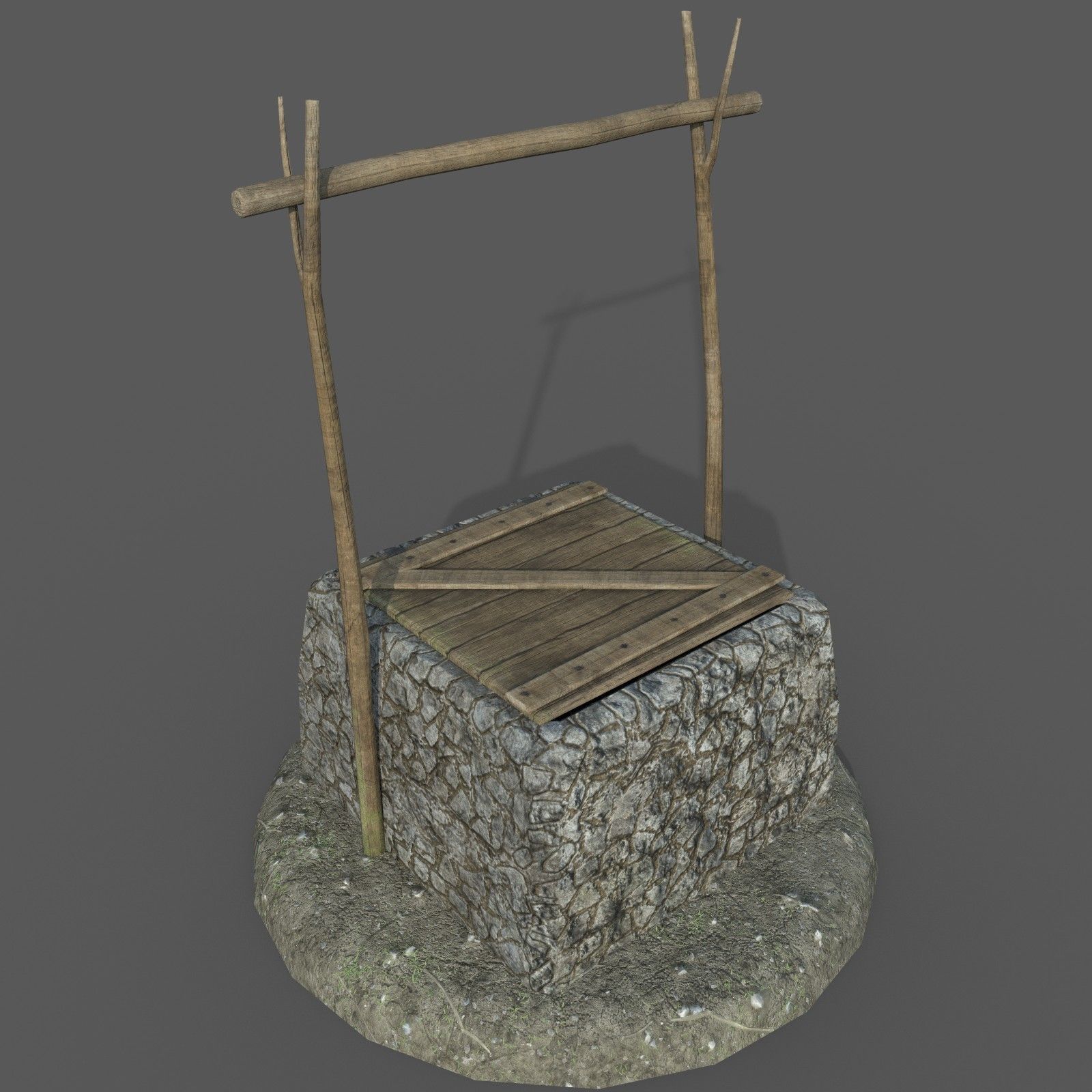 Tropical well Low-poly 3D model_1