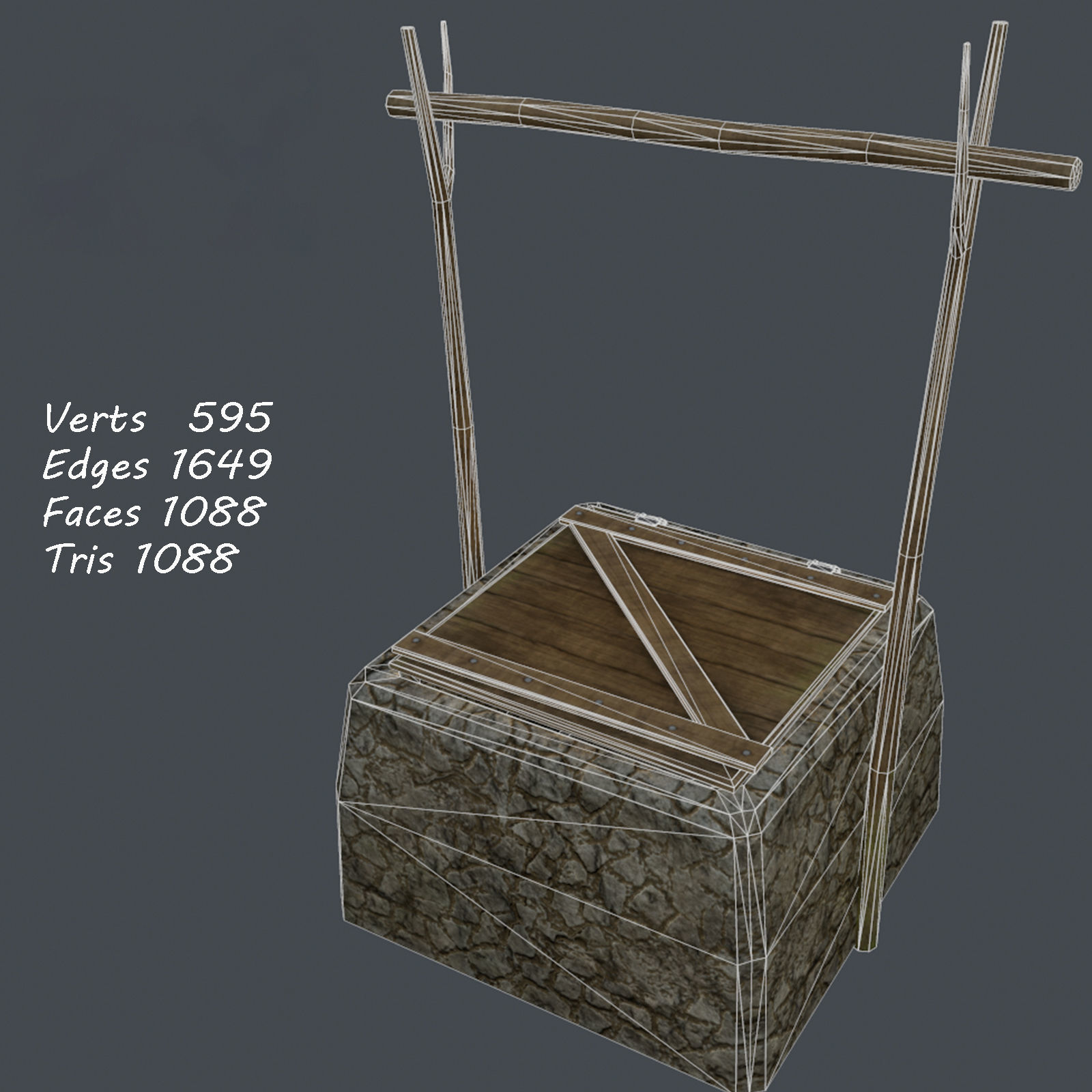 Tropical well Low-poly 3D model_3