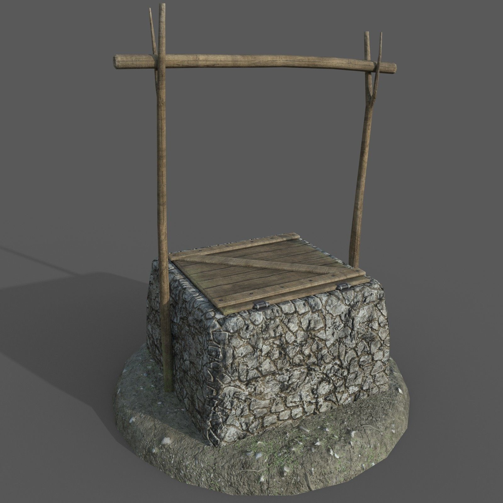 Tropical well Low-poly 3D model_2