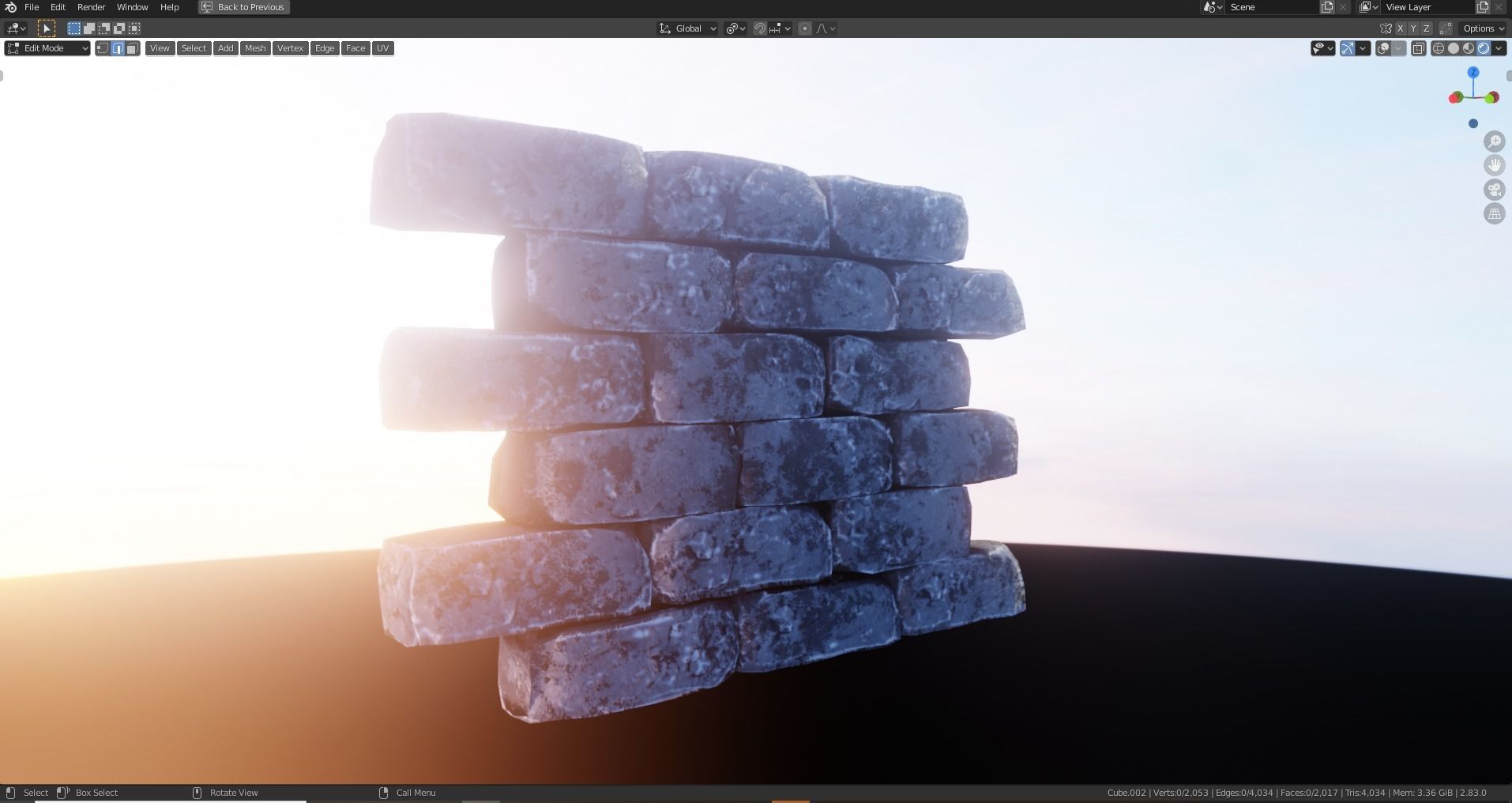 PBR Modular Game-Ready Dungeon Brick Wall Low-poly 3D model_6