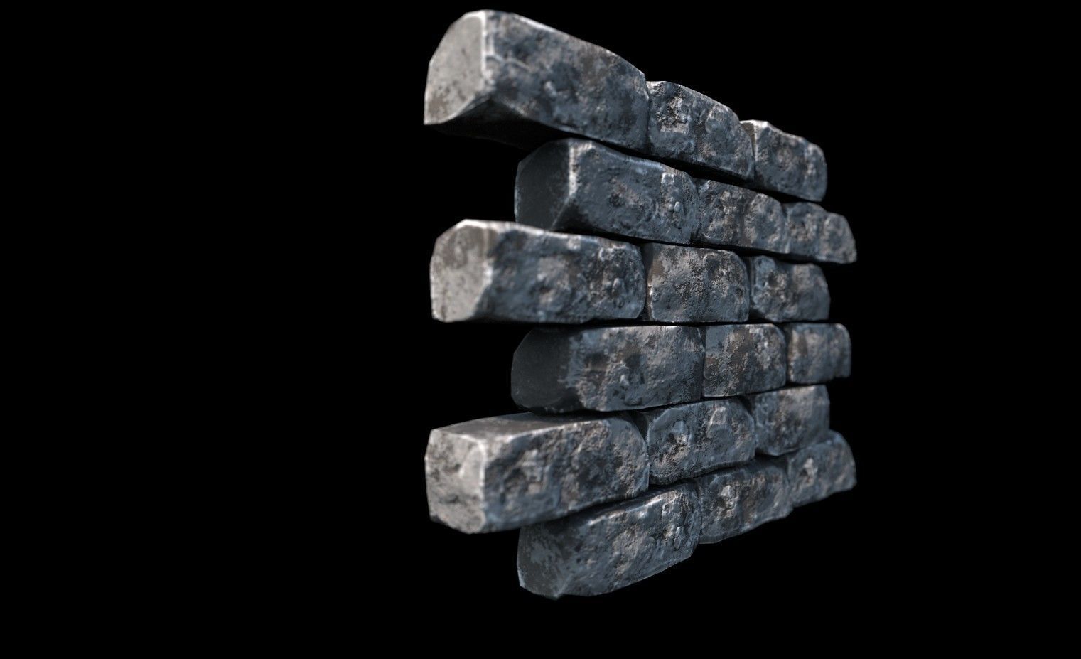 PBR Modular Game-Ready Dungeon Brick Wall Low-poly 3D model_1