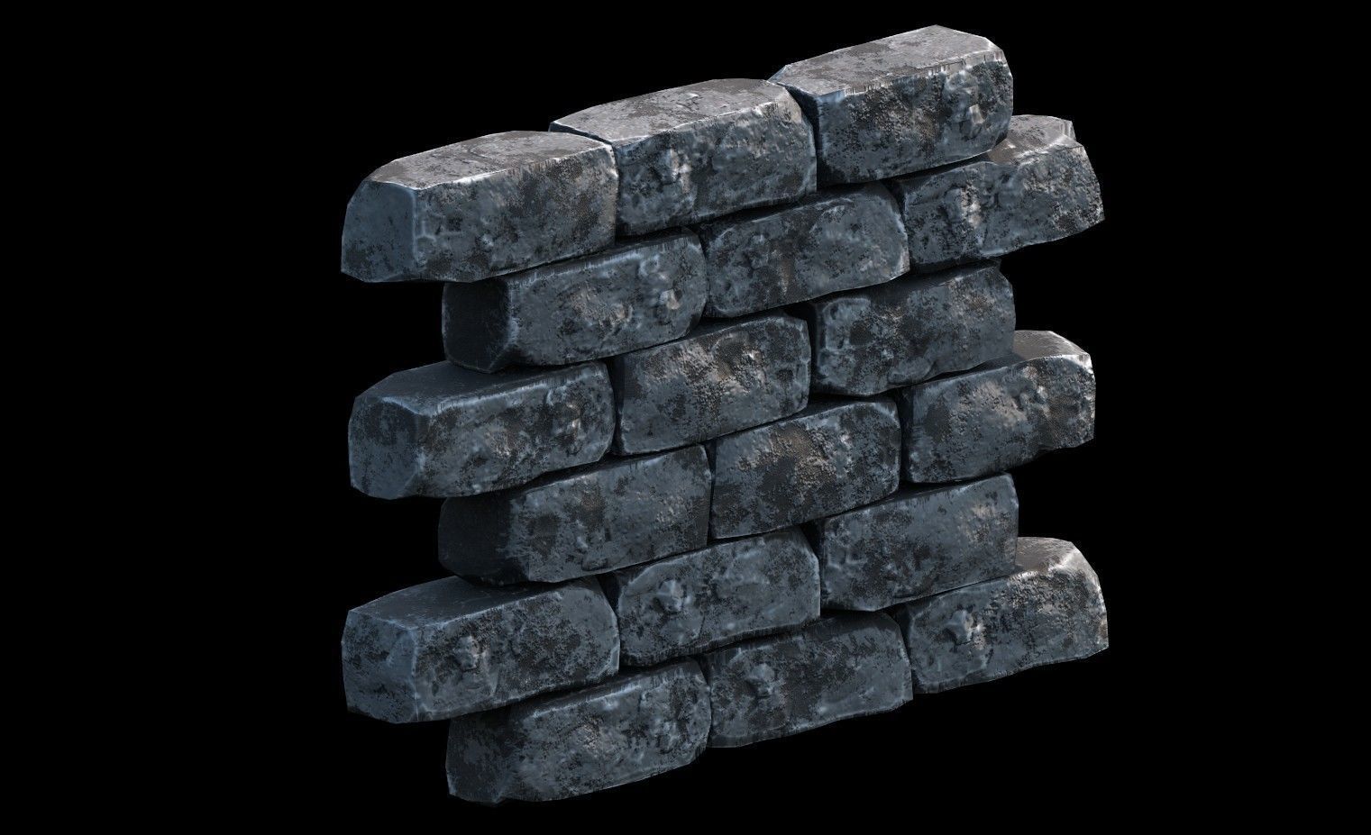 PBR Modular Game-Ready Dungeon Brick Wall Low-poly 3D model_2