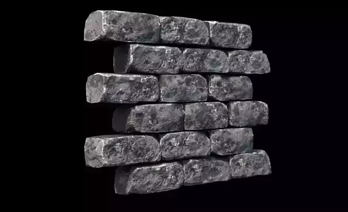 PBR Modular Game-Ready Dungeon Brick Wall Low-poly 3D model