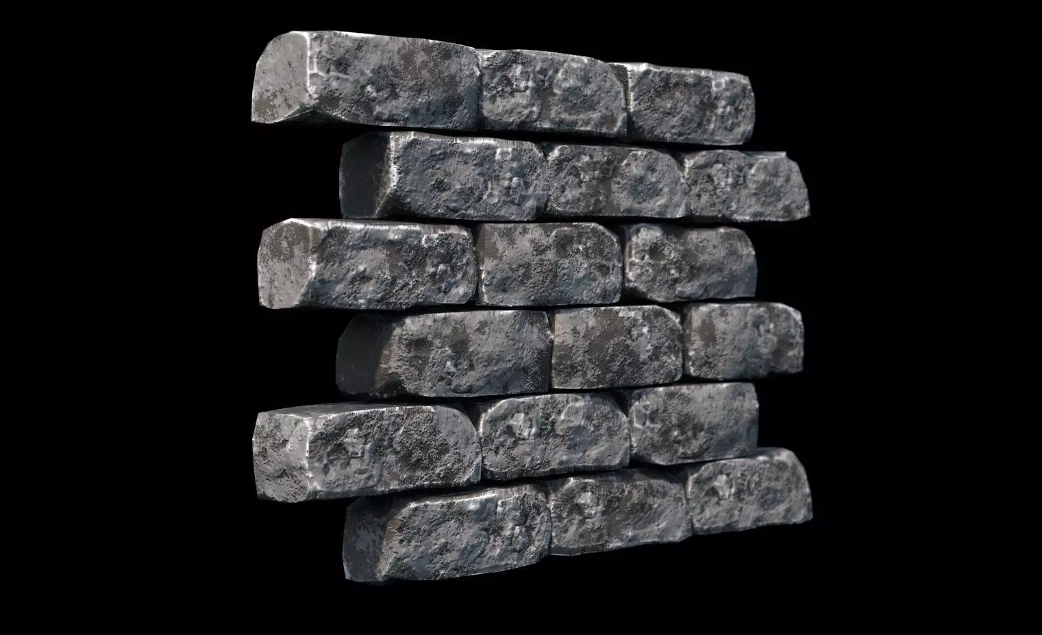 PBR Modular Game-Ready Dungeon Brick Wall Low-poly 3D model_0