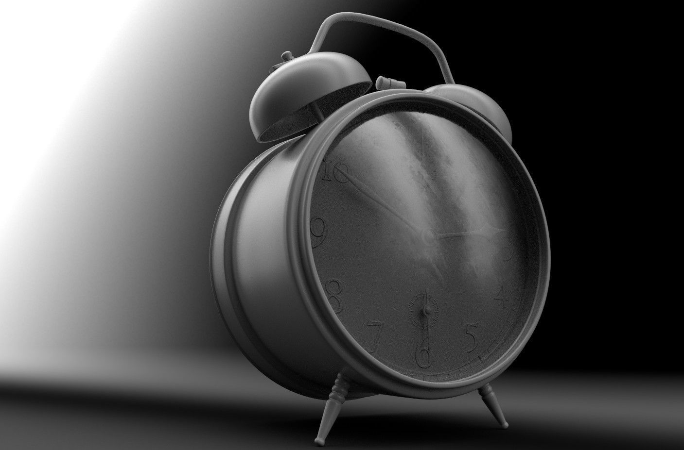 Old Green Alarm Clock Low-poly 3D model_7