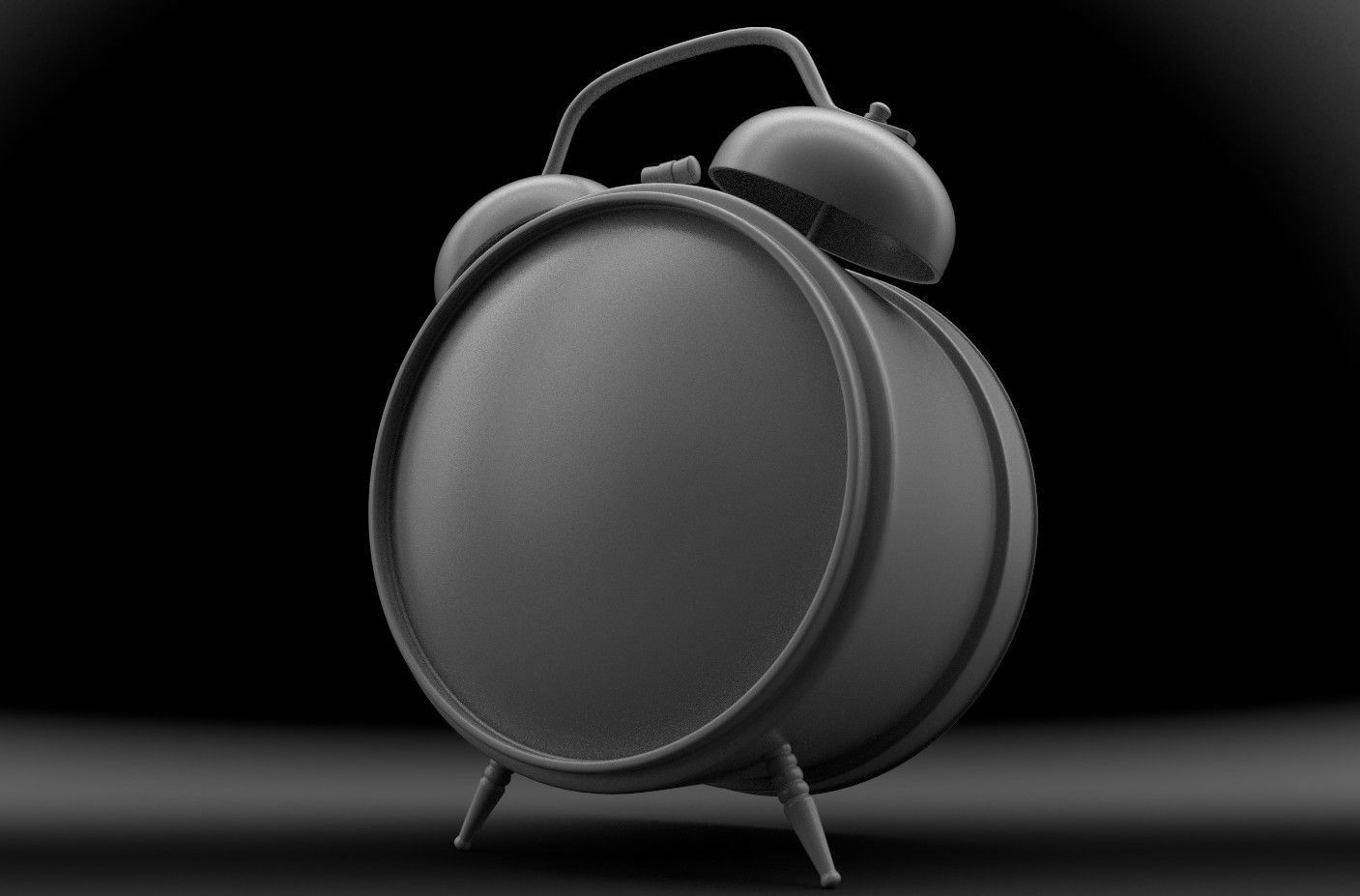 Old Green Alarm Clock Low-poly 3D model_8