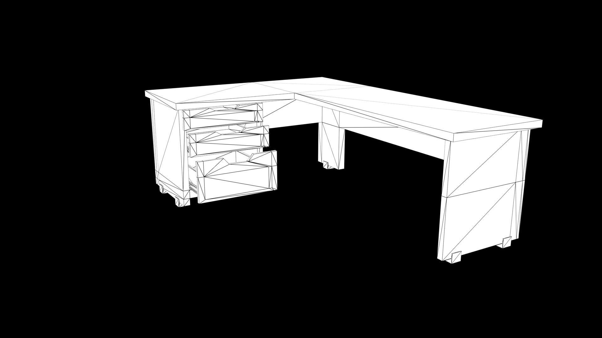 L Desk Wooden  Low-poly 3D model_5
