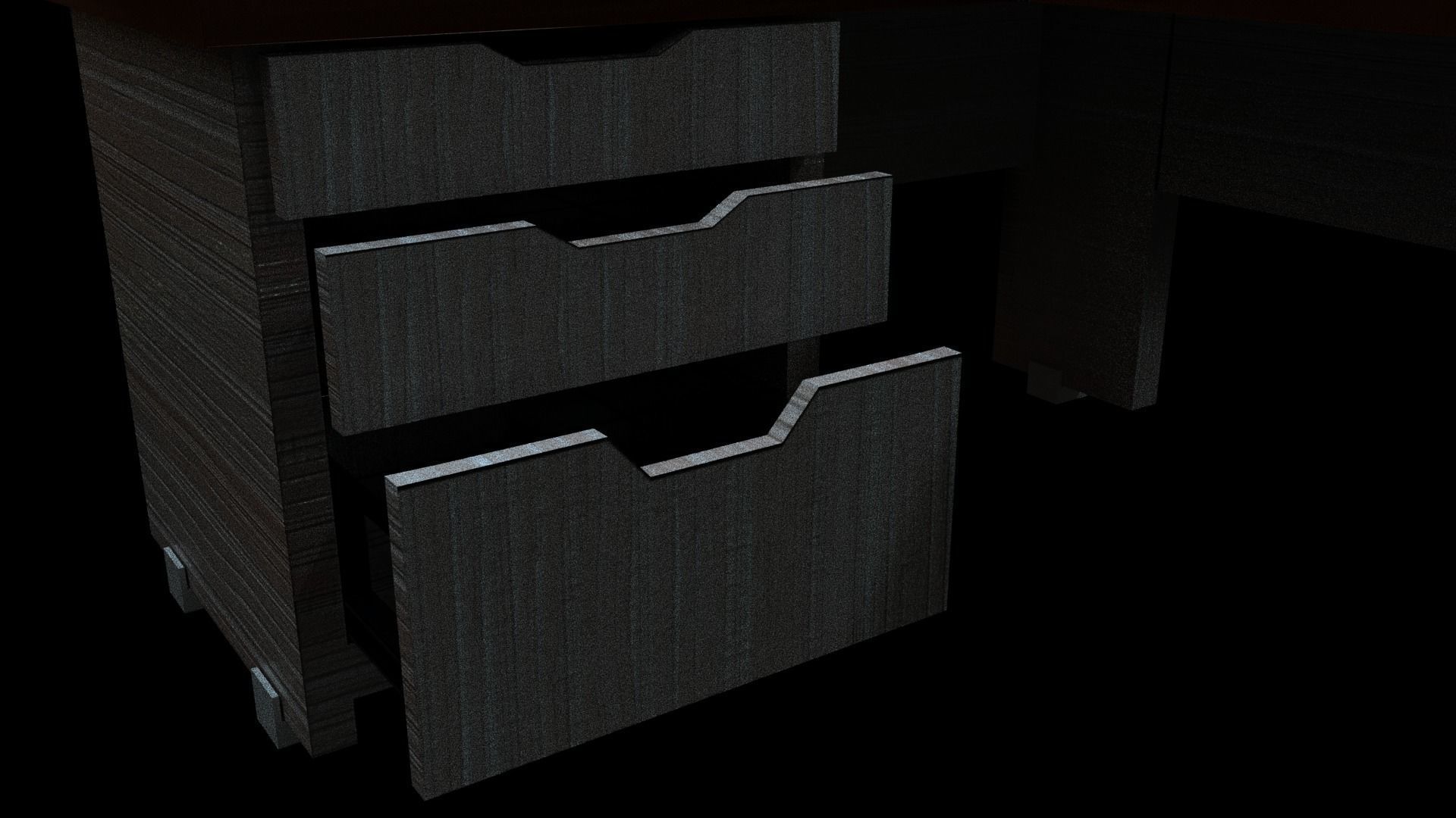 L Desk Wooden  Low-poly 3D model_4