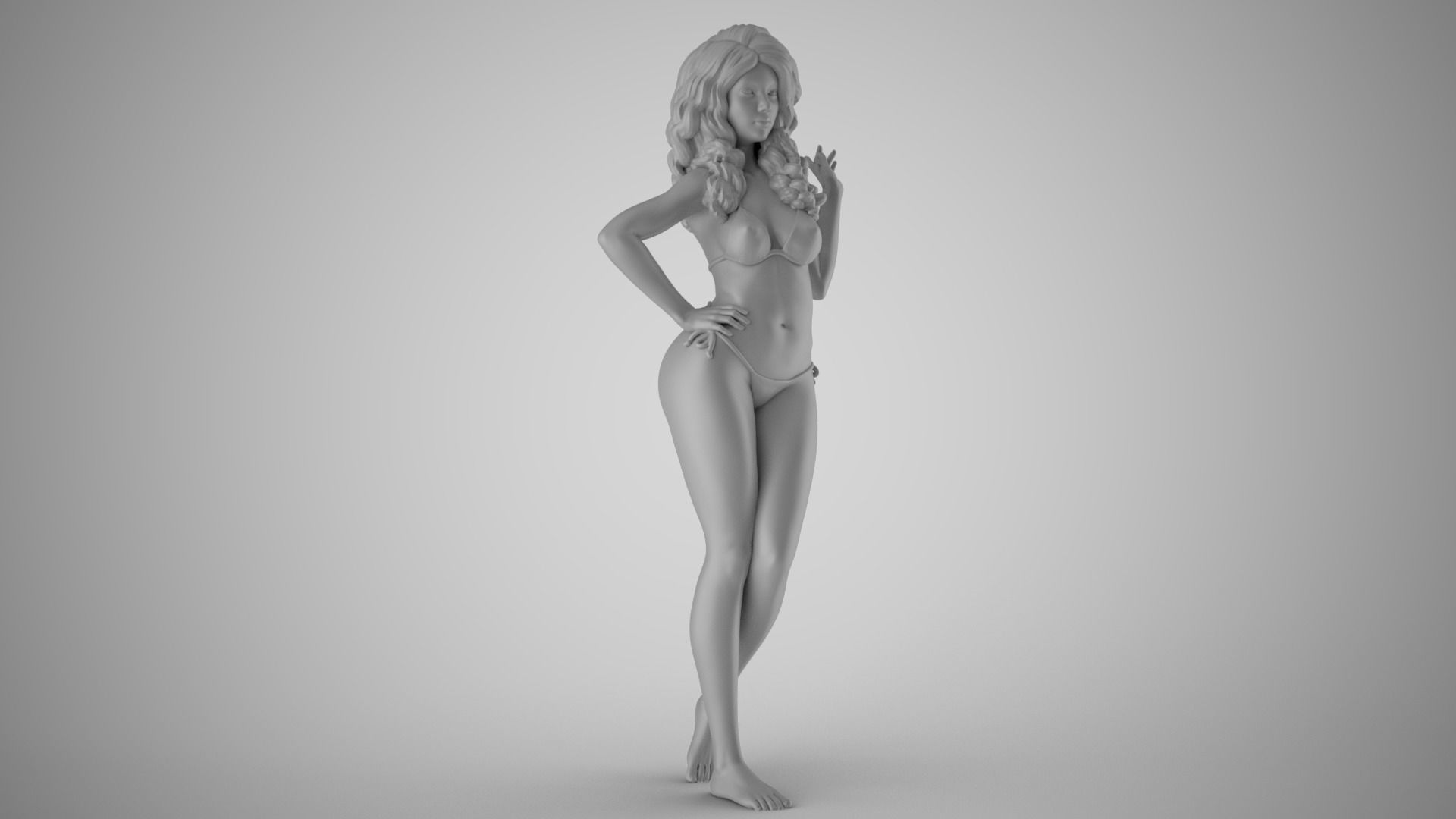 Girl Waving Hand 3D print model_3
