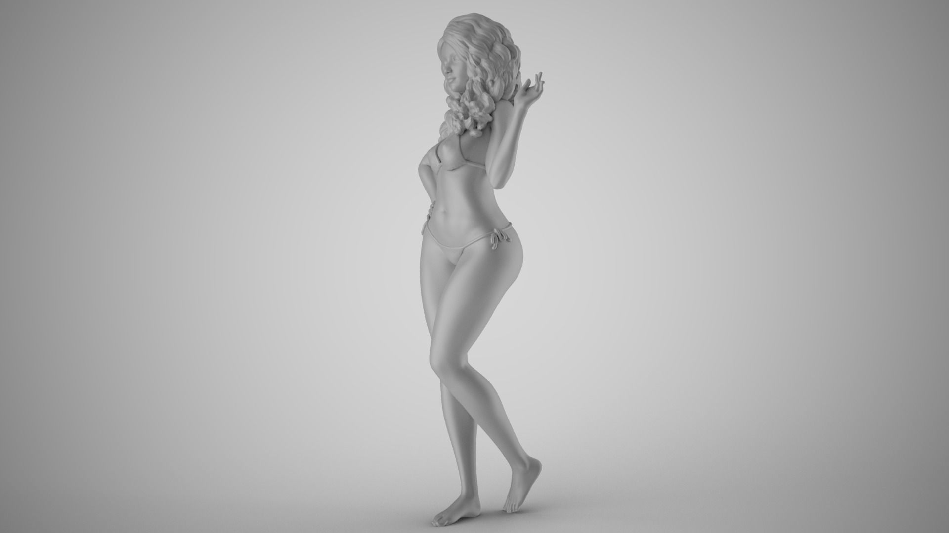 Girl Waving Hand 3D print model_1