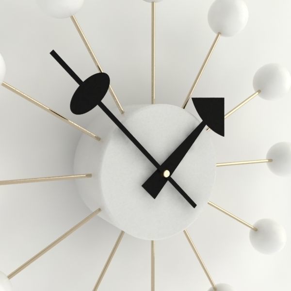Ball Wall Clock white 3D model_1