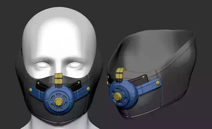 gas mask helmet scifi high poly sculpt ver 3 3d printable 