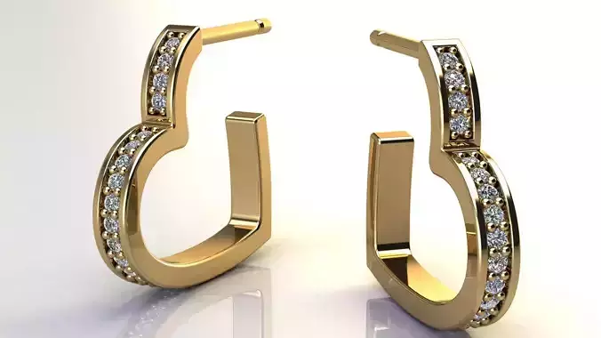 Heart Earring with Diamonds size 15 mm