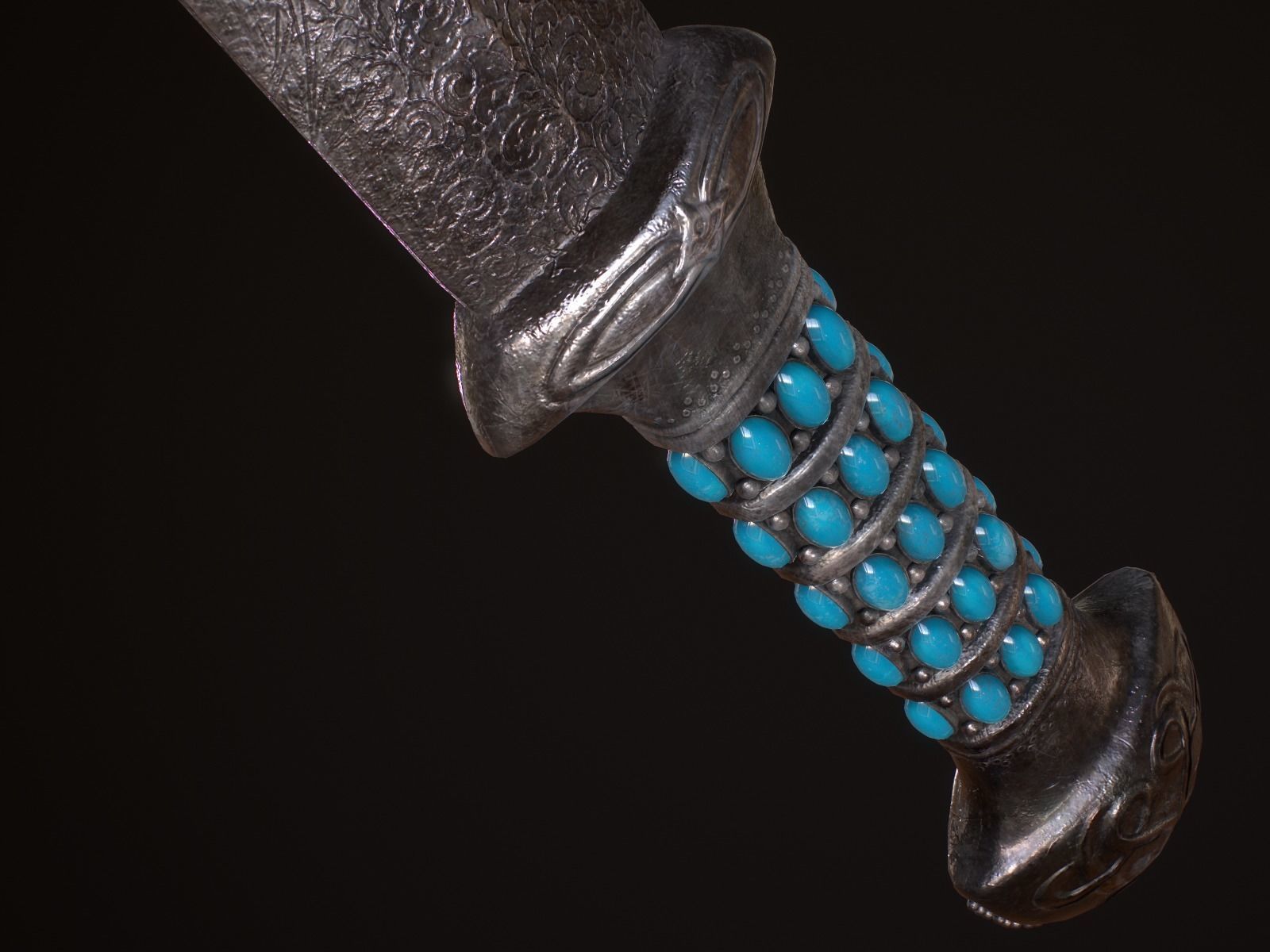 Medieval Dagger Low-poly 3D model_16