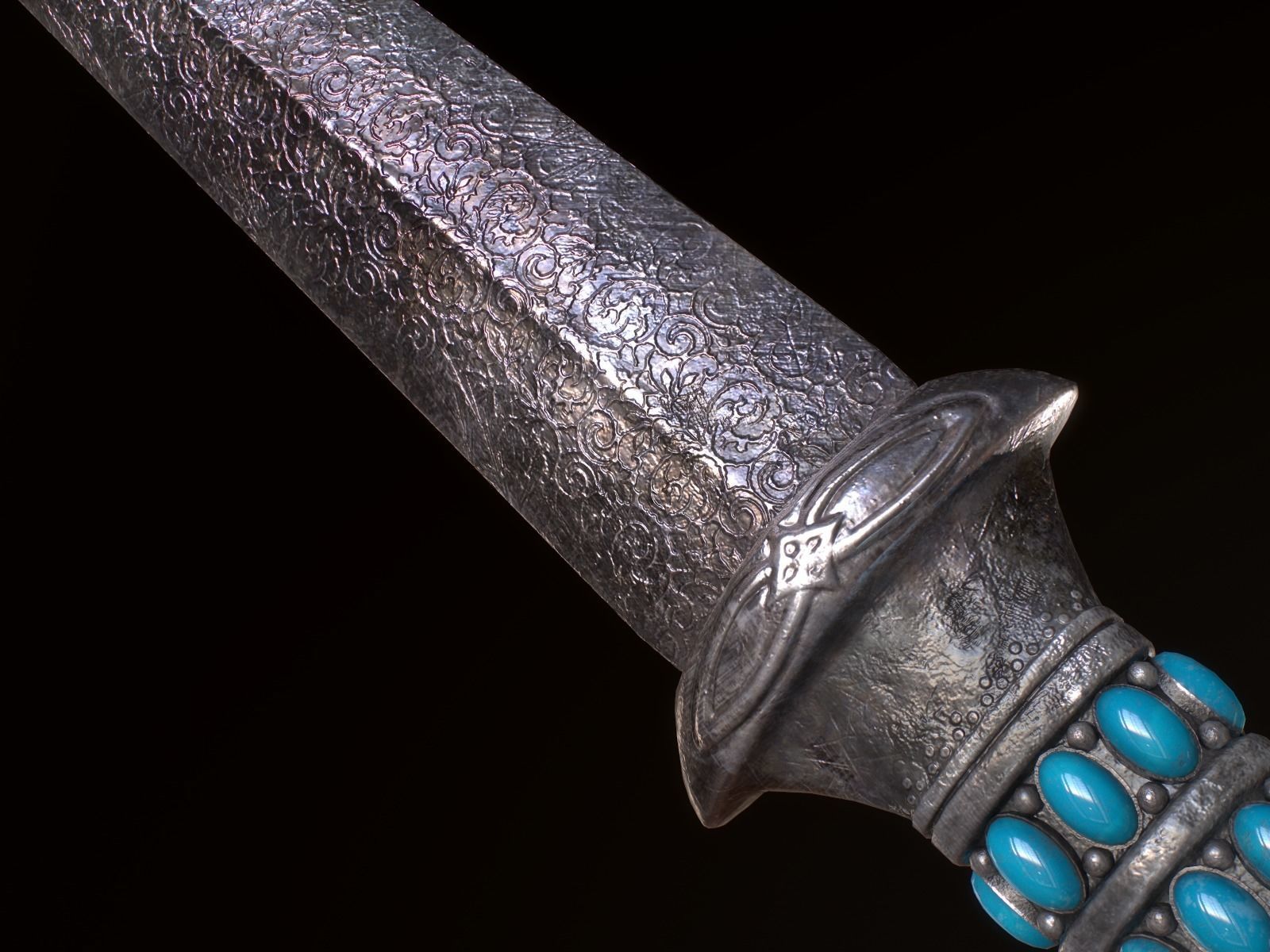 Medieval Dagger Low-poly 3D model_9