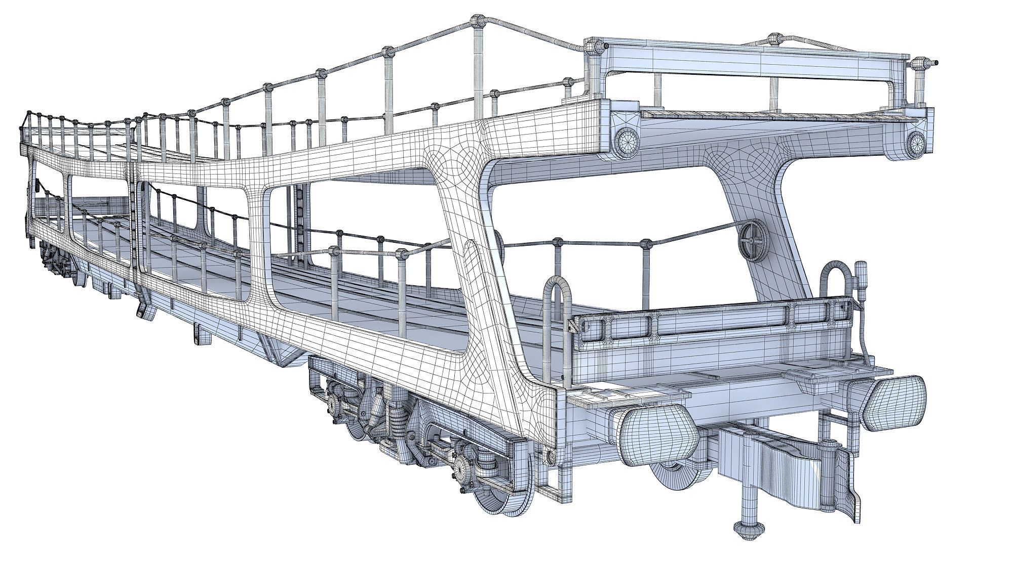 Car Transporter Railroad Wagon 3D model_23