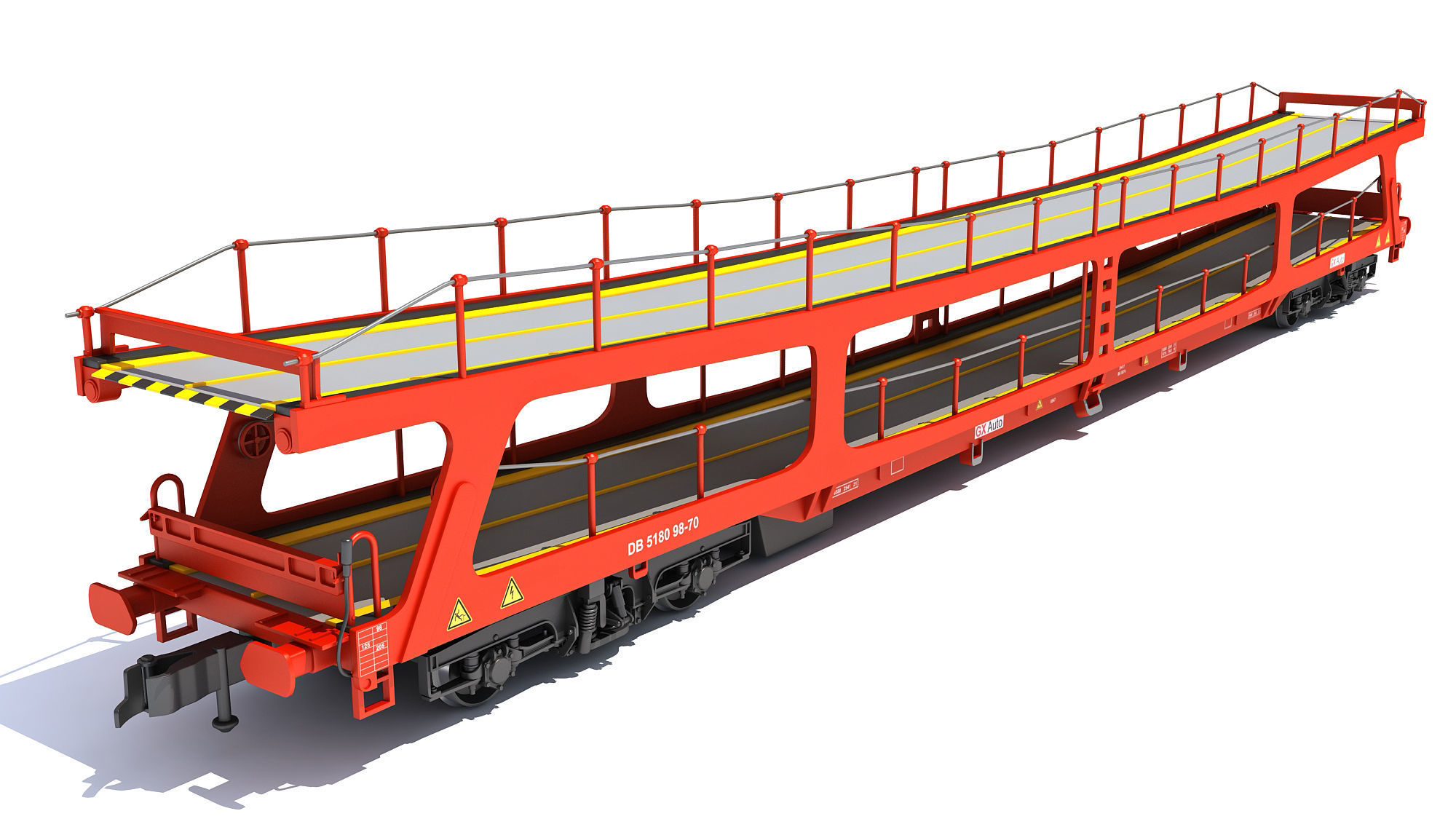 Car Transporter Railroad Wagon 3D model_3